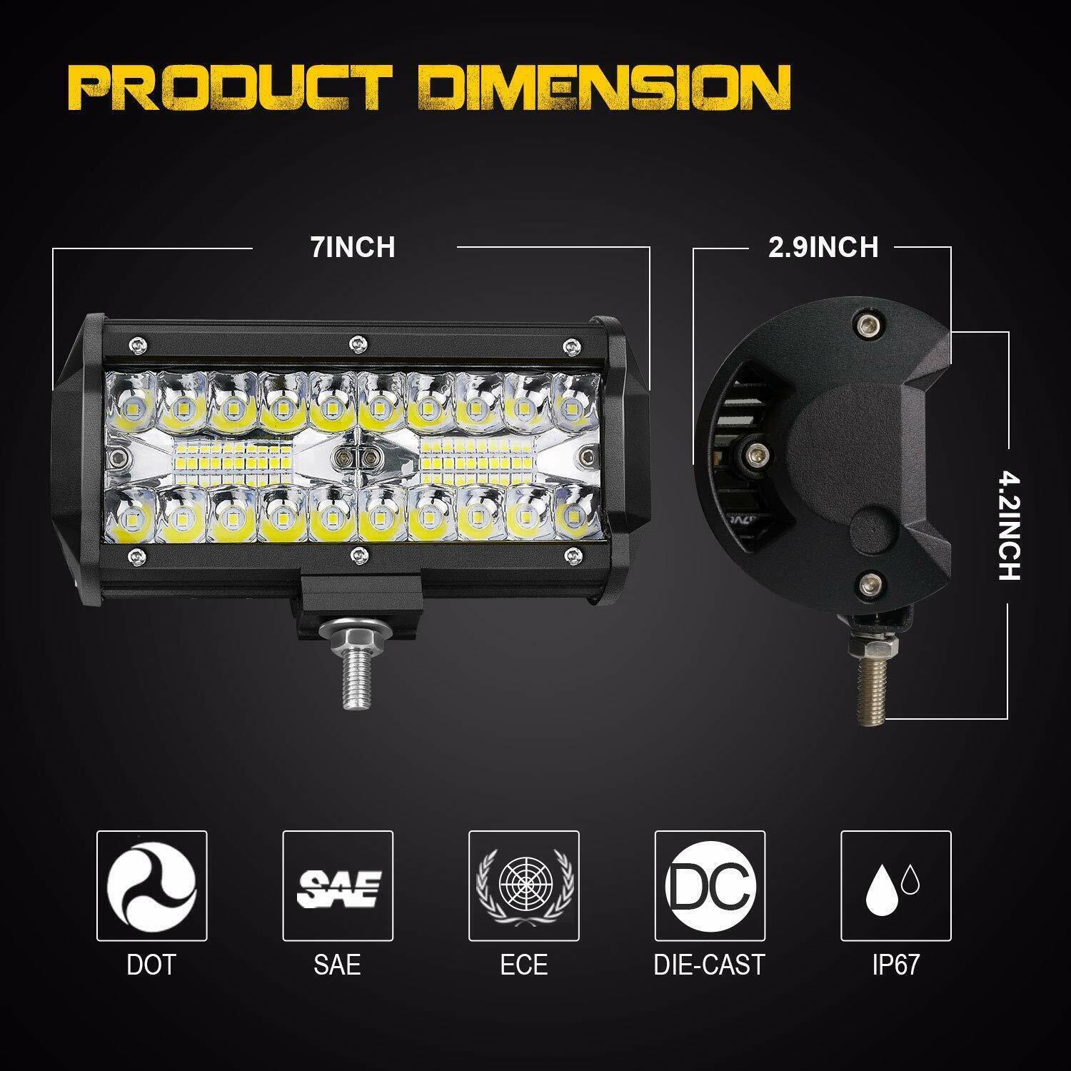2pcs 7" Rectangular Marine Pontoon Docking Led Work Lights Boat Head Light 12V