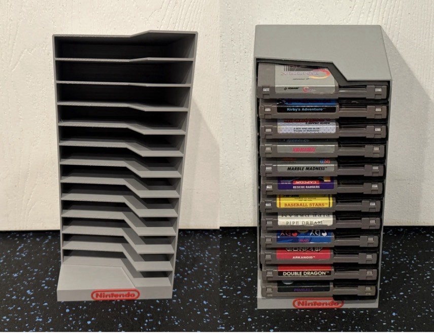 NES Game Cartridge Storage Tower Holds 12 Games Nintendo 3D Printed Rack