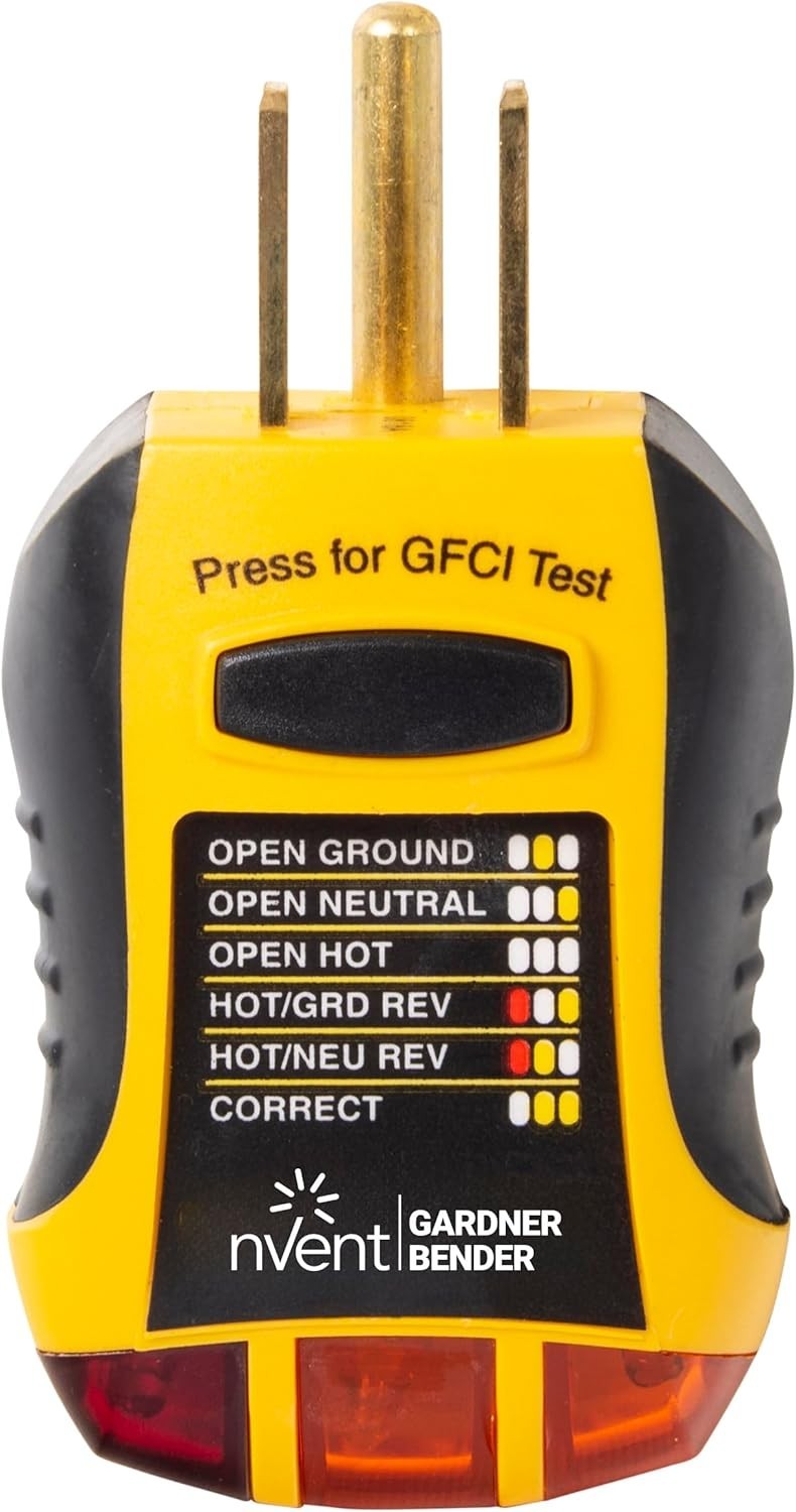 Professional GFCI Outlet Tester with 7 Visual Indicators - Compact 120V AC Tool
