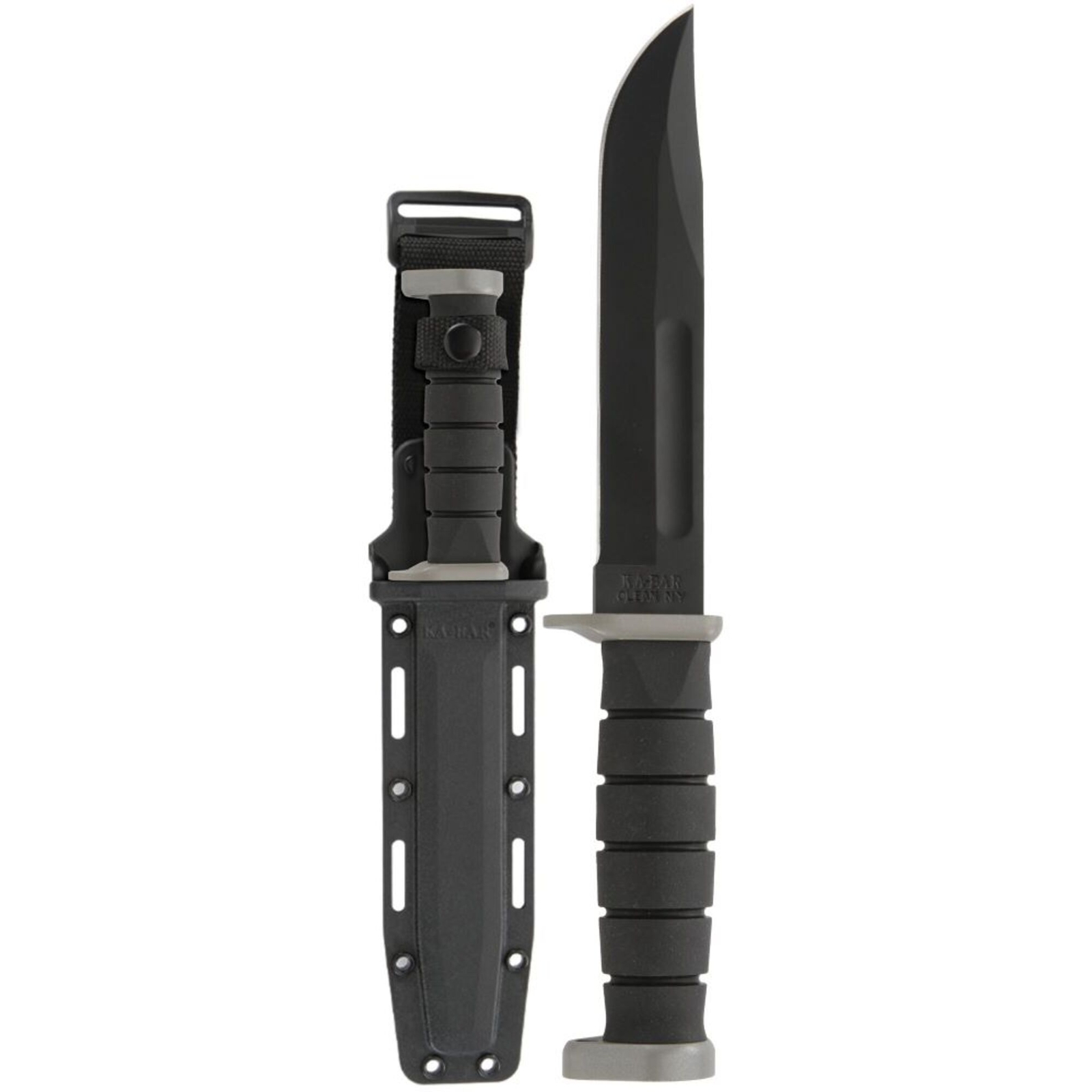 KA-BAR Knife D2 Extreme Clip Point Fixed Flat Blade Black Kraton G Handle 1292