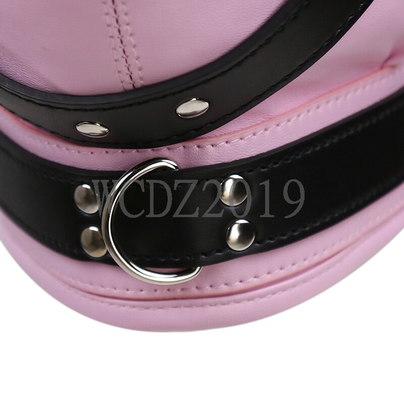 Lockable Soft Leather Binding Hood Sensory Deprivation Hood Blindfold