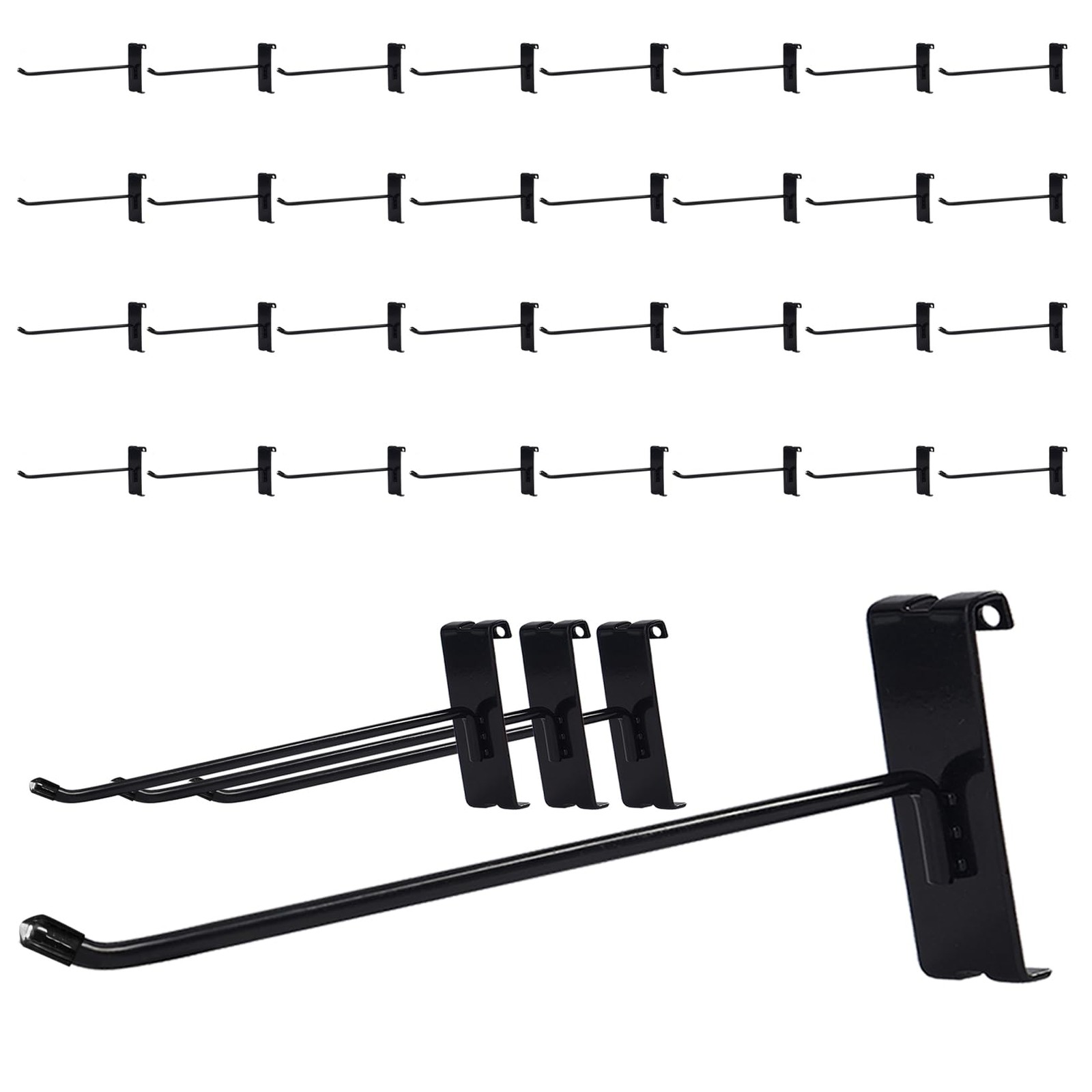 32 PCS 8 Inch Heavy Duty Black Display Hooks For Gridwall Panel Retail Store