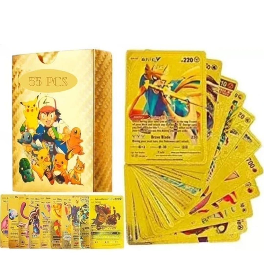 Pokemon Card Foil GOLD PACK CARDS 55 Per Box Common Cards Style 5