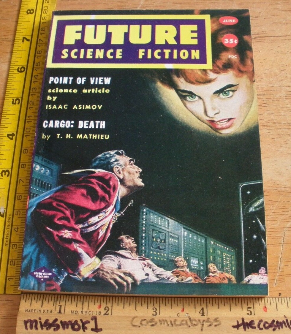 Isaac Asimov computer cvr EMSH art FUTURE #37 Science Fiction pulp digest 1958