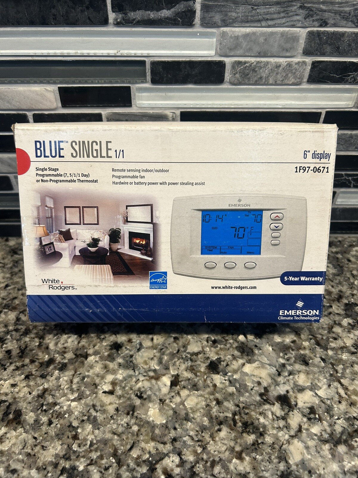 WHITE-RODGERS EMERSON 1F97-0671 BLUE SINGLE PROGRAMMABLE  THERMOSTAT Singlestage