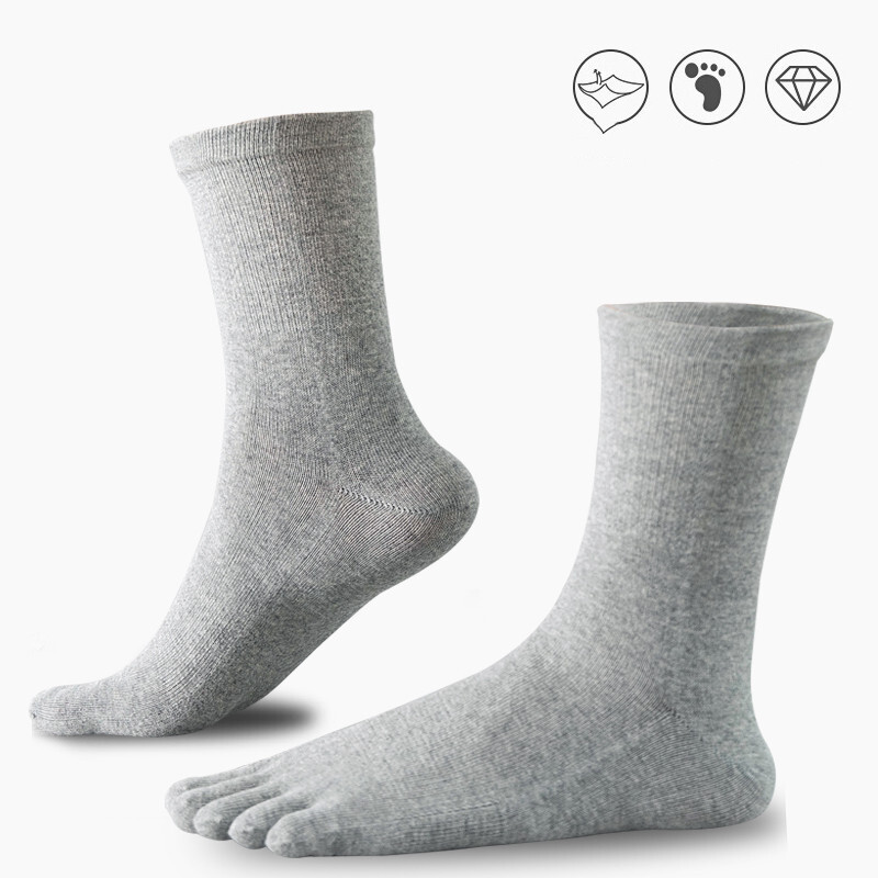 5Pack Men 100% Cotton Crew Ankle Athletic Five Finger toe Sport Black Socks 7-11
