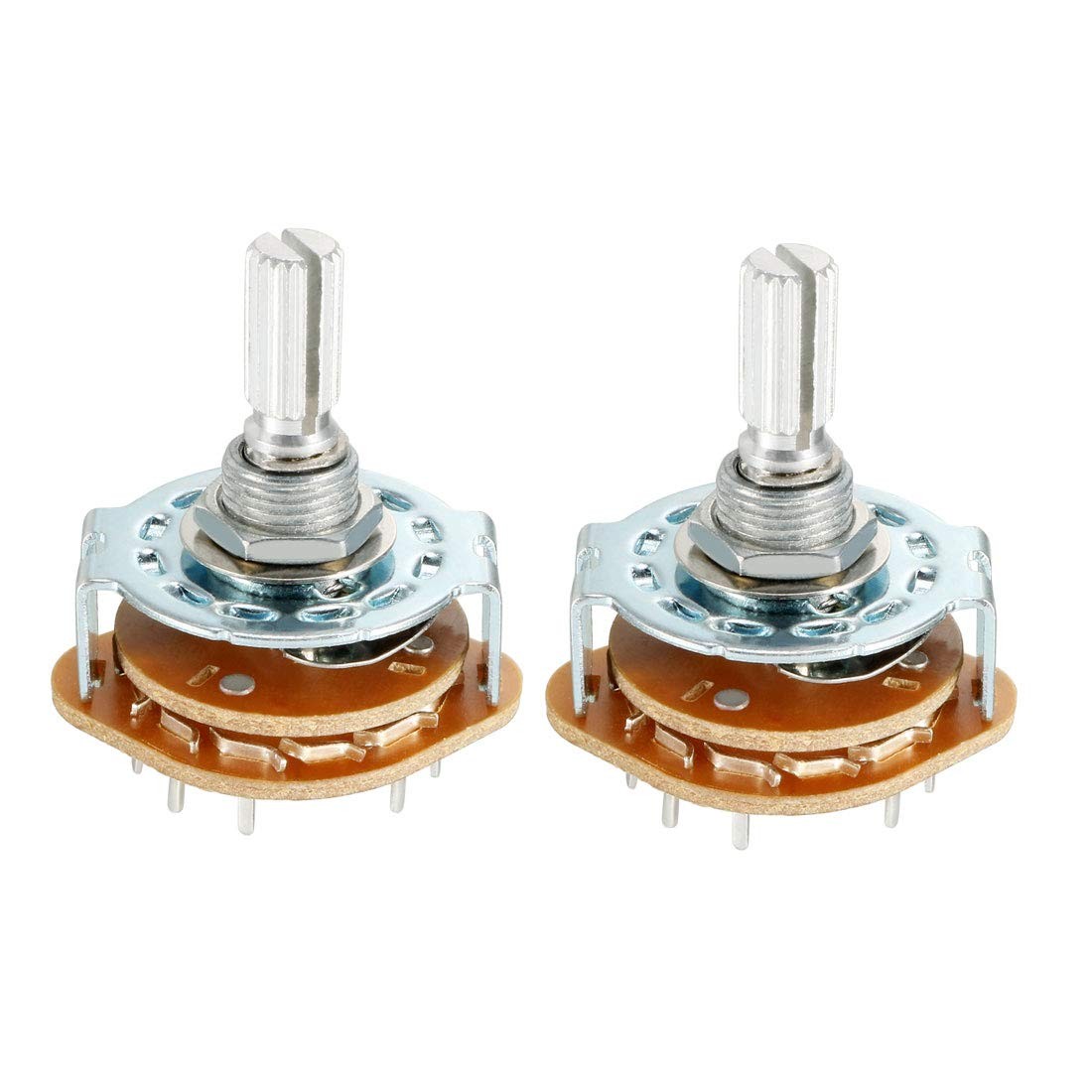 uxcell 16Pin 4P3T 4 Pole 3 Position Selectable Single Deck 2PCS, Silver