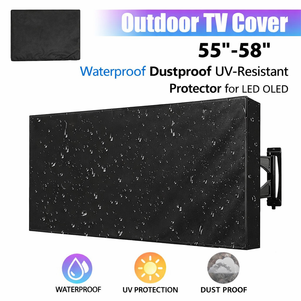 Outdoor TV Cover 55-58" Waterproof Dustproof UV-Resistant Protector for LED OLED