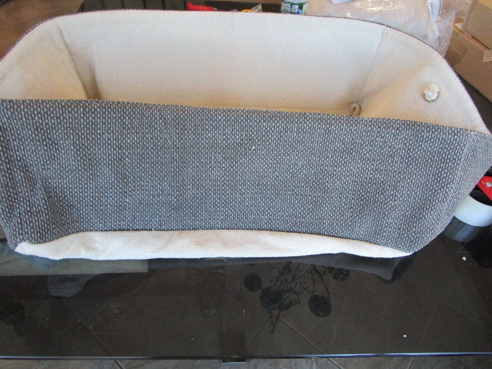 Pottery Barn Mason utility basket charcoal photo shoot sample