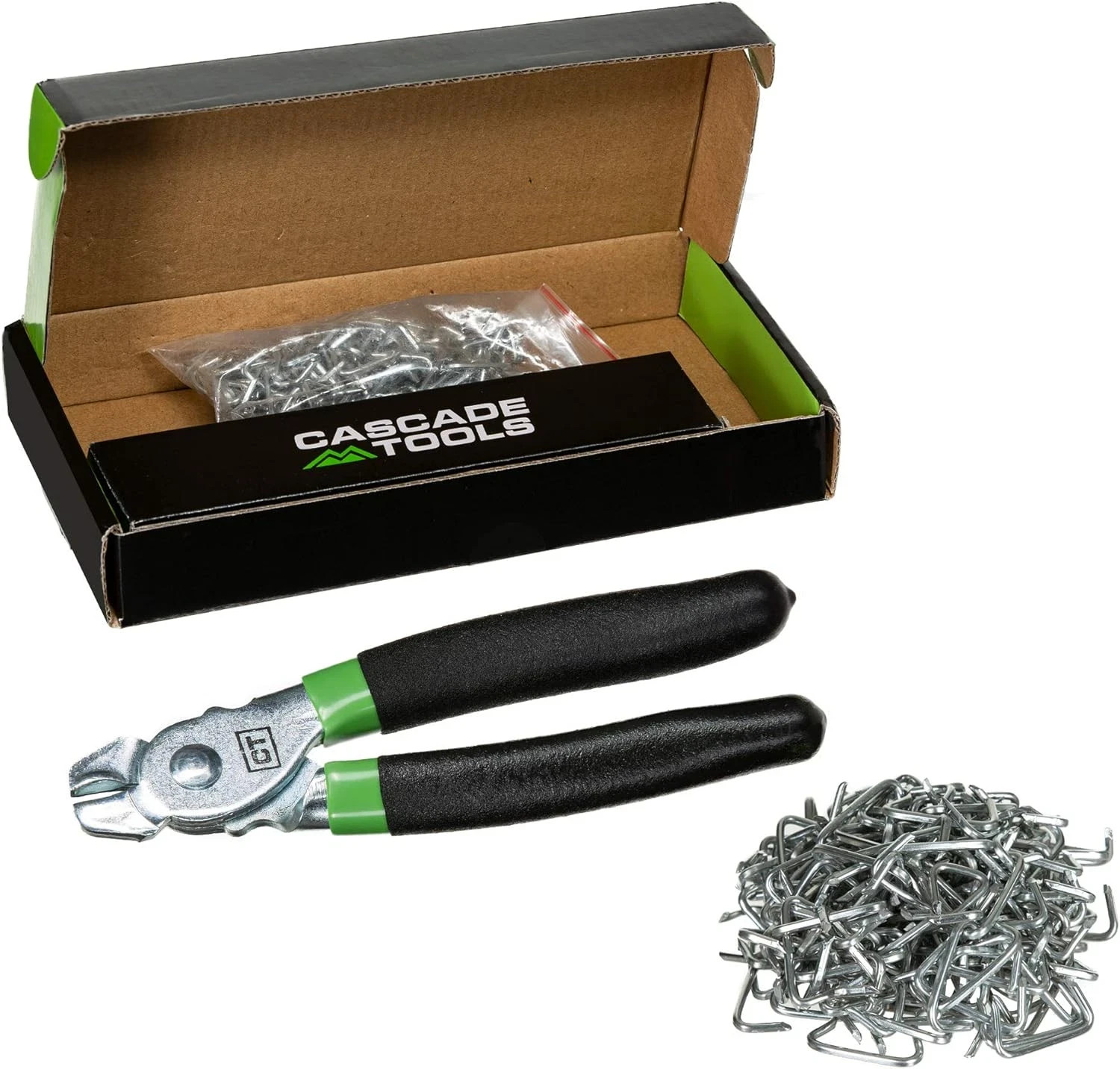 Cascade Hog Ring Pliers Kit with 200 Pack of 3/4" Hog Rings Galvanized Steel