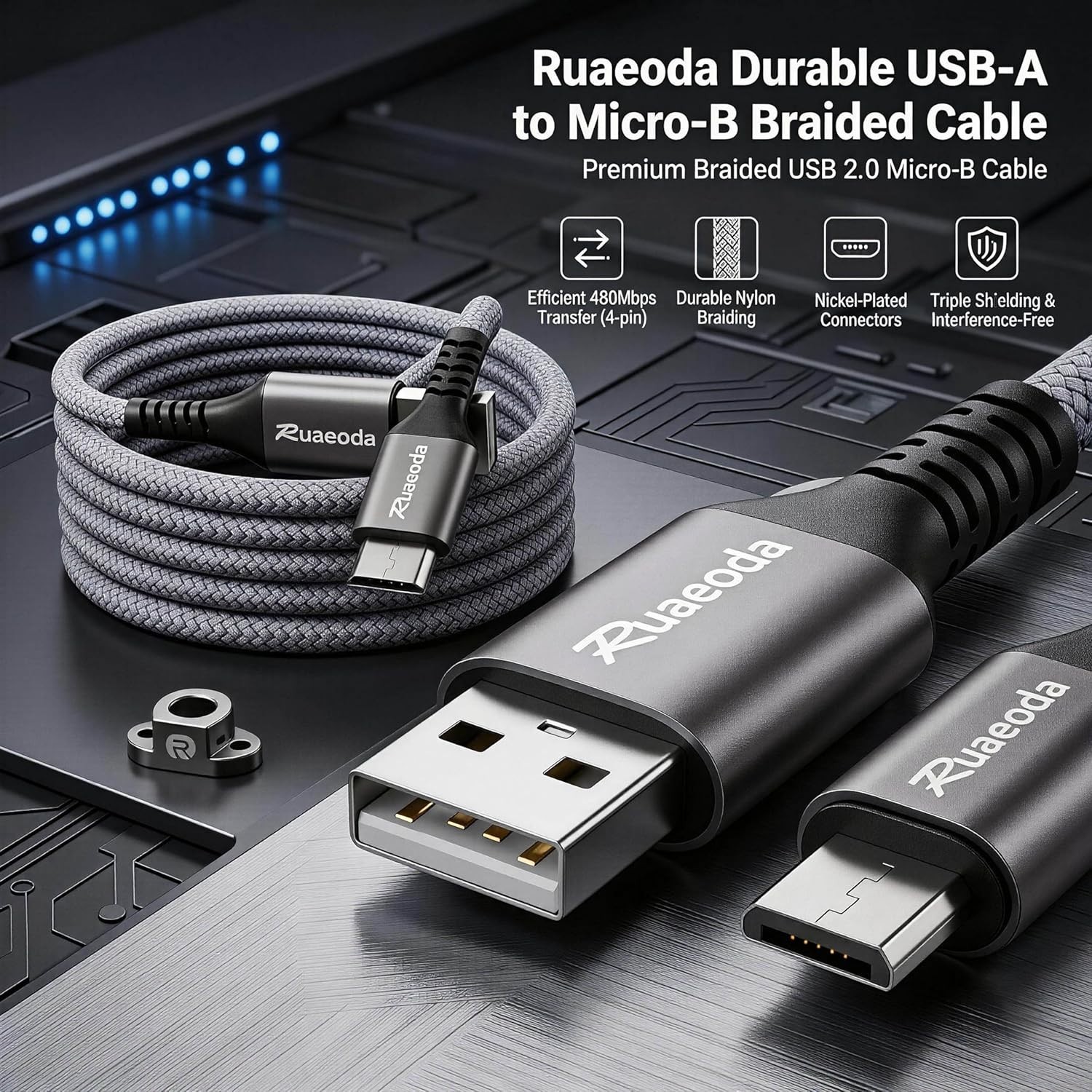 Fast Charging 6ft Heavy Duty Micro USB Cables - Pet Resistant & Versatile