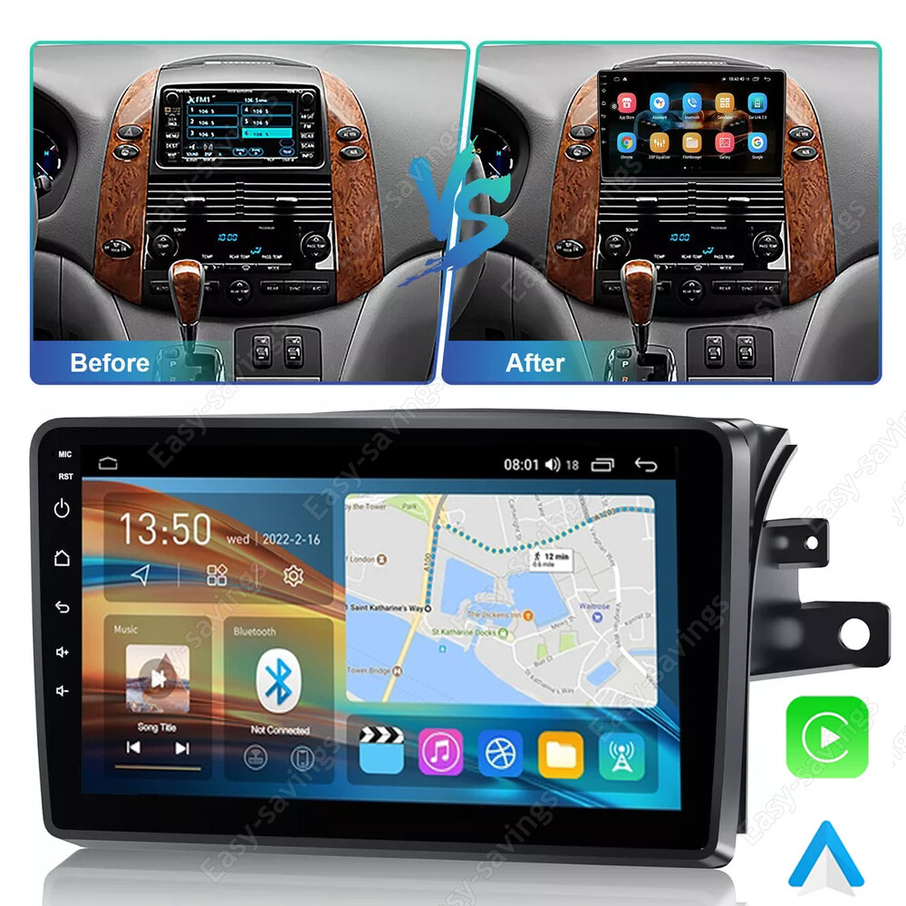 Apple Carplay Car Radio Stereo GPS WIFI For Toyota Sienna 2004-2010 Android 13.0