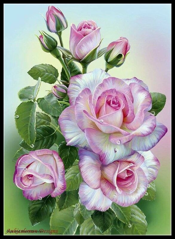 Chart Needlework DIY - Counted Cross Stitch Patterns -  Morning Roses