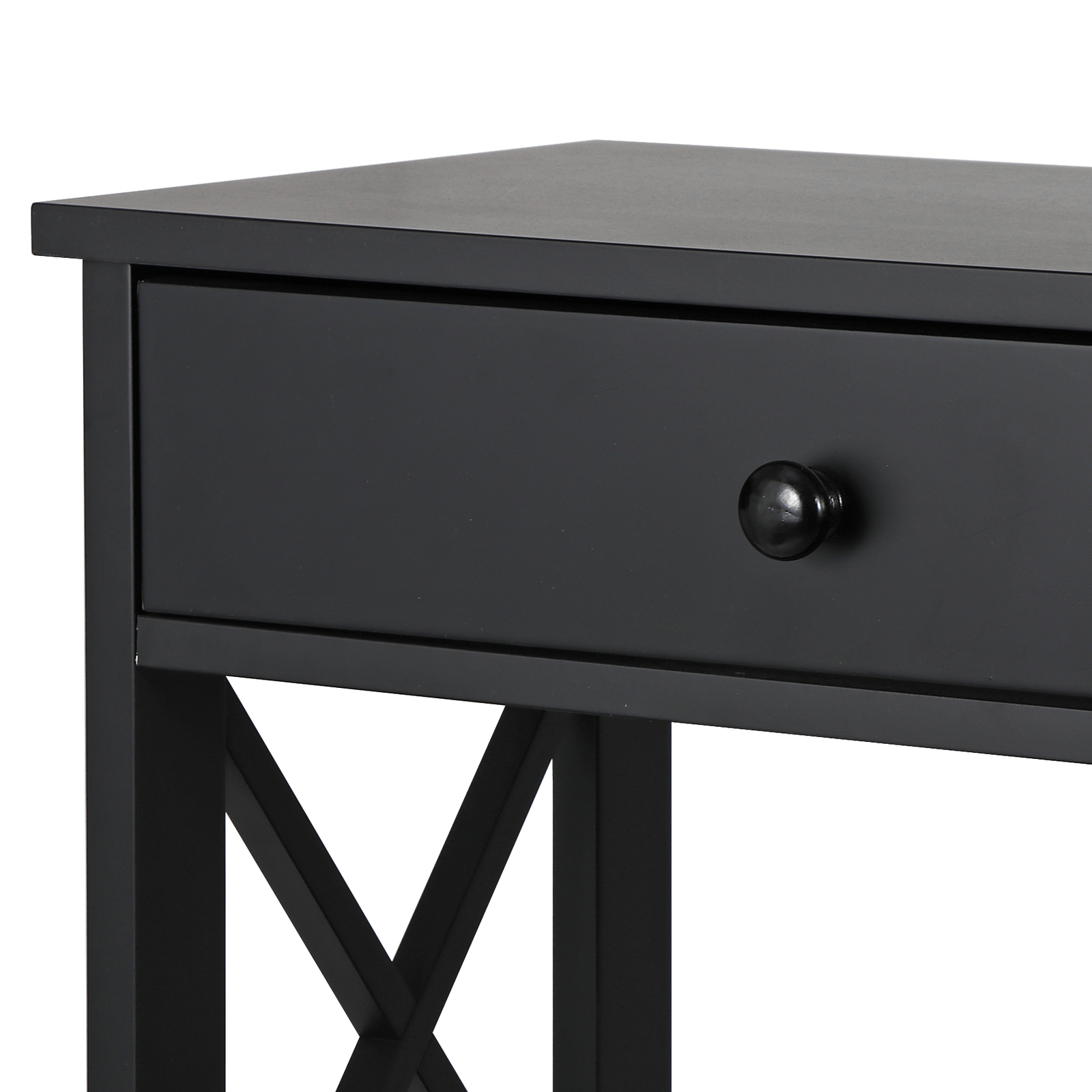 Wood Console Table 3 Tier Narrow Entryway End Sofa Table w/Storage Drawer Black