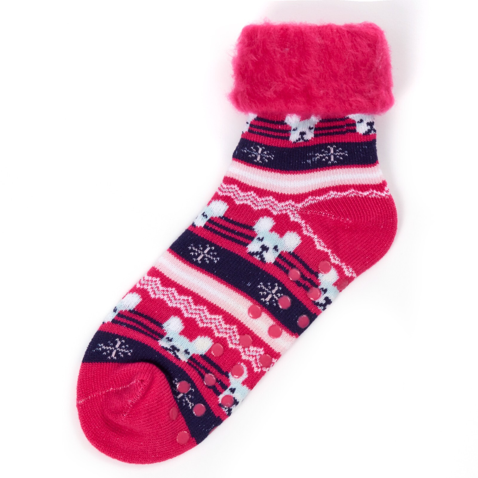 Womens Patterned 3 Pack Bed Sock With Gripper Soles