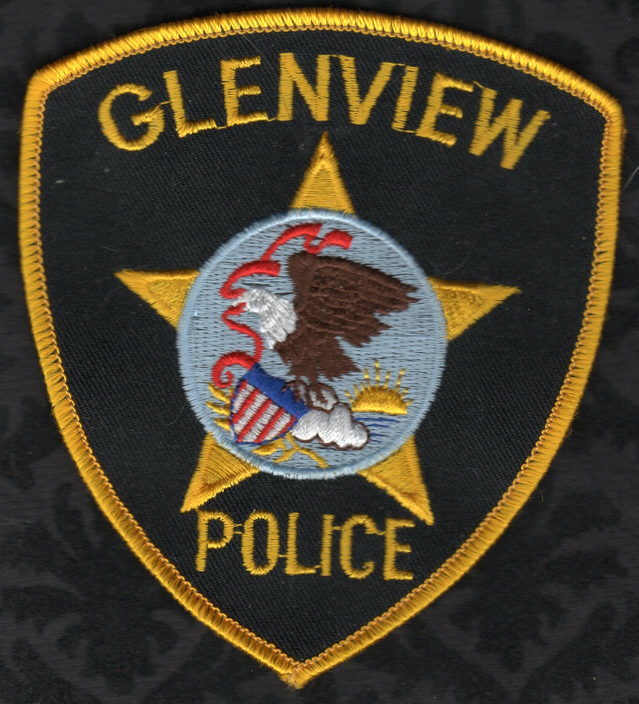 👀😂😍👌 Glenview Illinois Police Shoulder Patch Cheesecloth Back