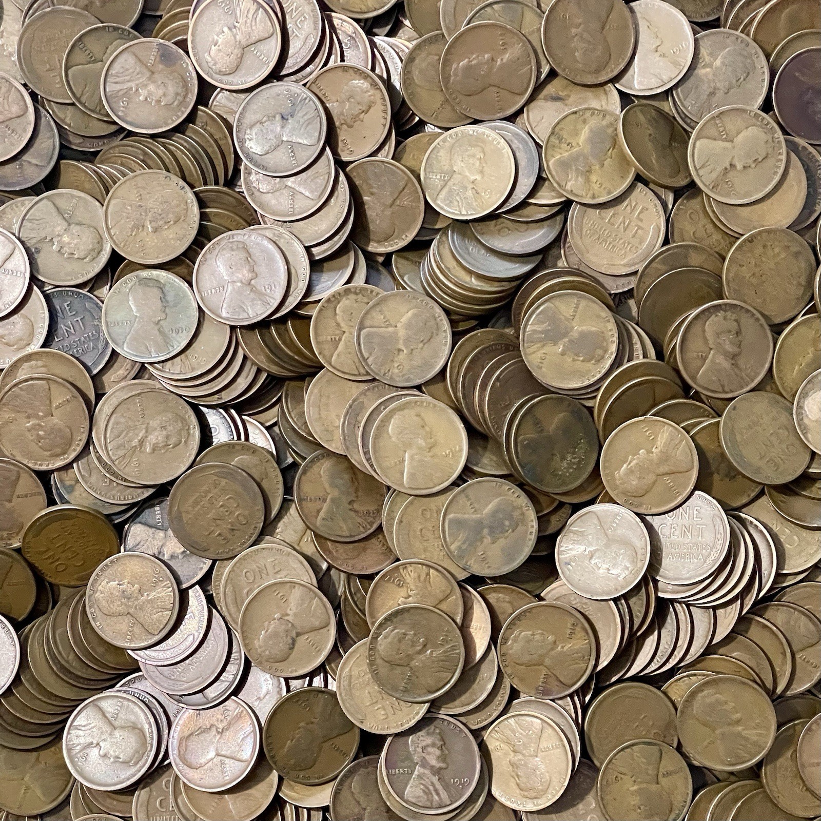 1909-1919 Lincoln Wheat Cent Penny Lot of 100 PDS Mint Marks Teens 1910’s Era