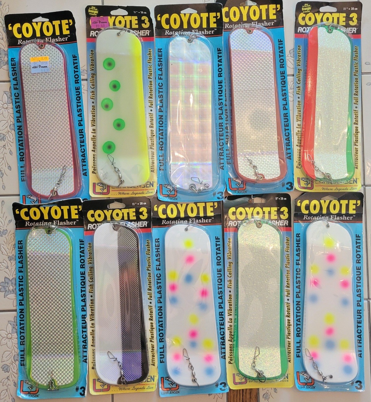 Luhr-Jensen Coyote Rotating 11" Fishing Flashers - Lot of 10