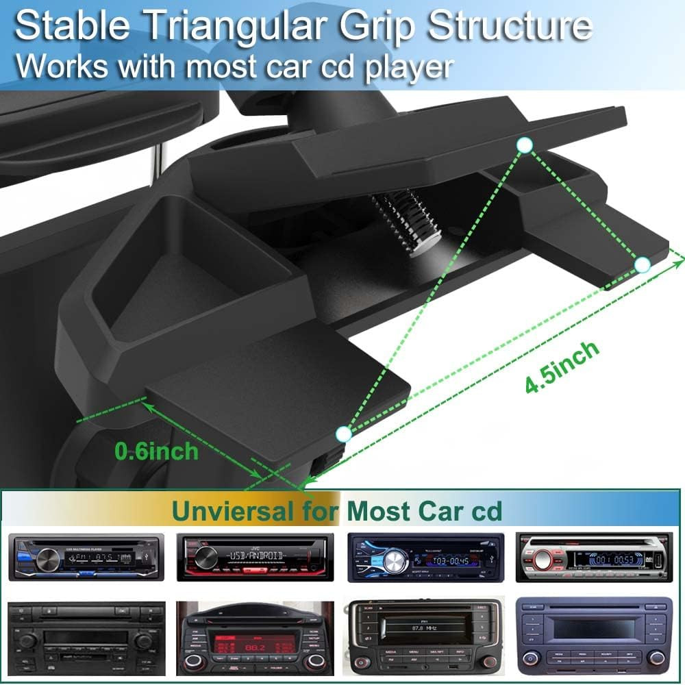Adjustable 360 Car CD Slot Mount Tablet Holder for Ipad & Cell Phone