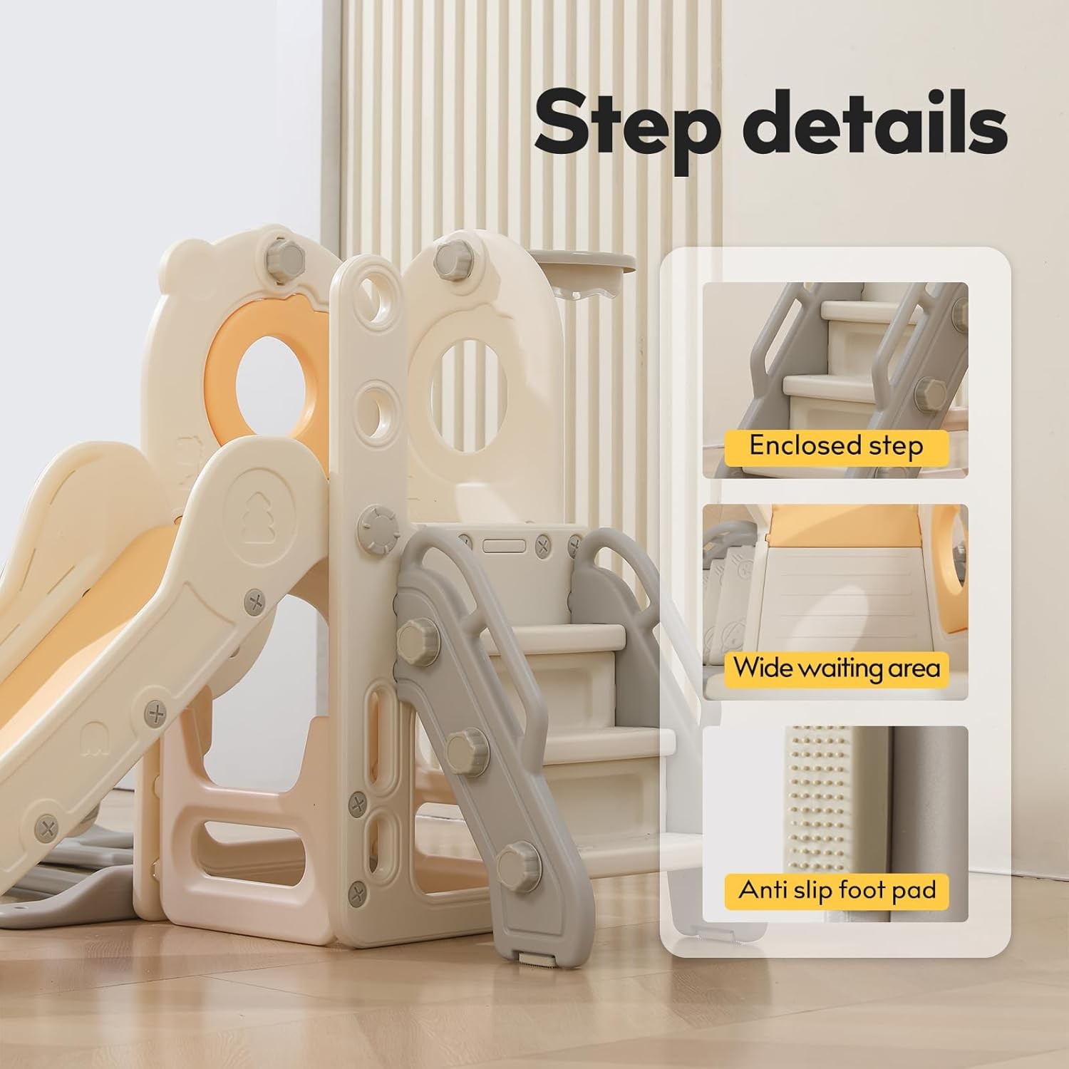 Freestanding Toddler Slide 5 in 1 Kid Playset for Age 1-3 L Shaped with Hoop