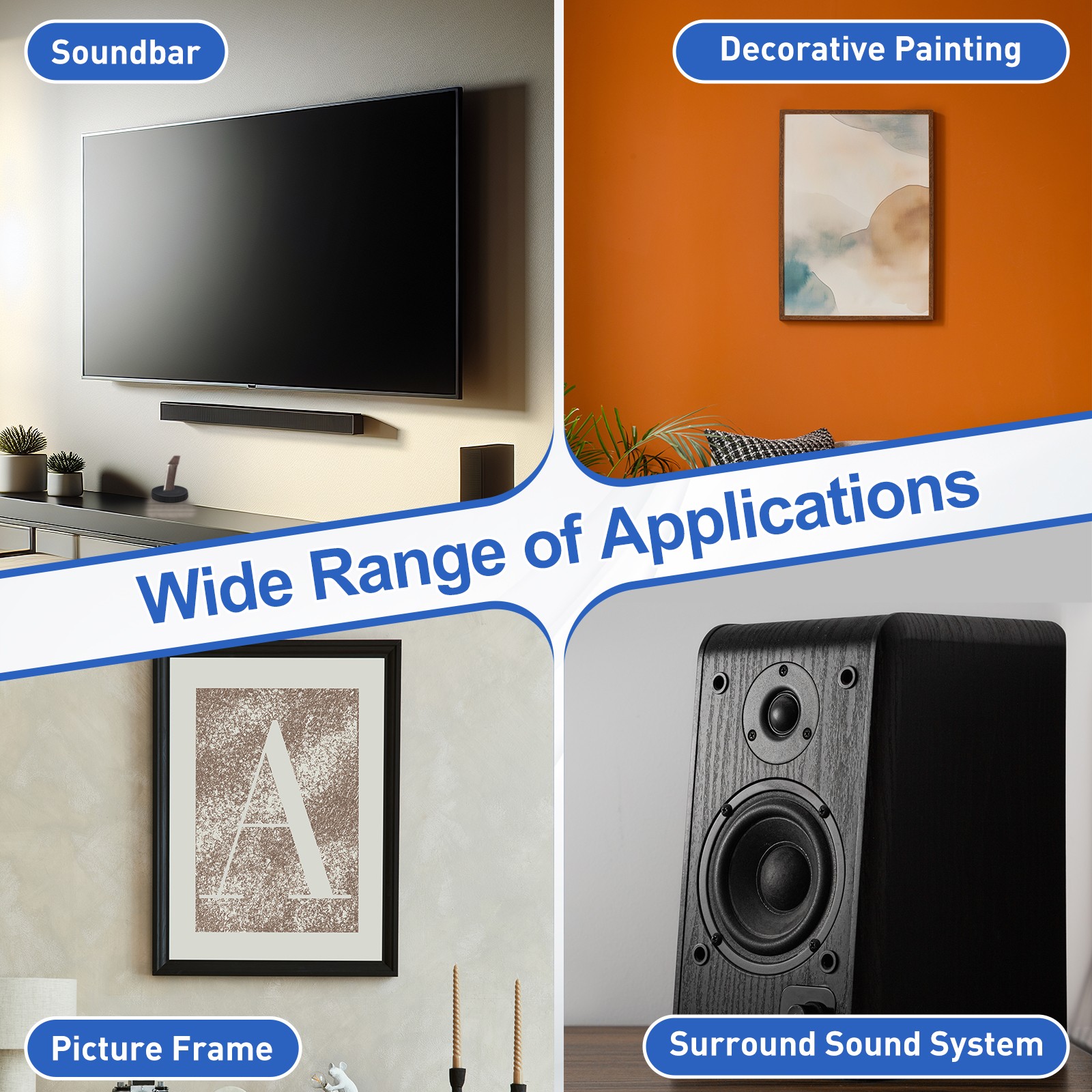 2Pcs, Wall-Mounted Speaker Hanging Brackets with Screws Hook Kit 2.8x1.18In