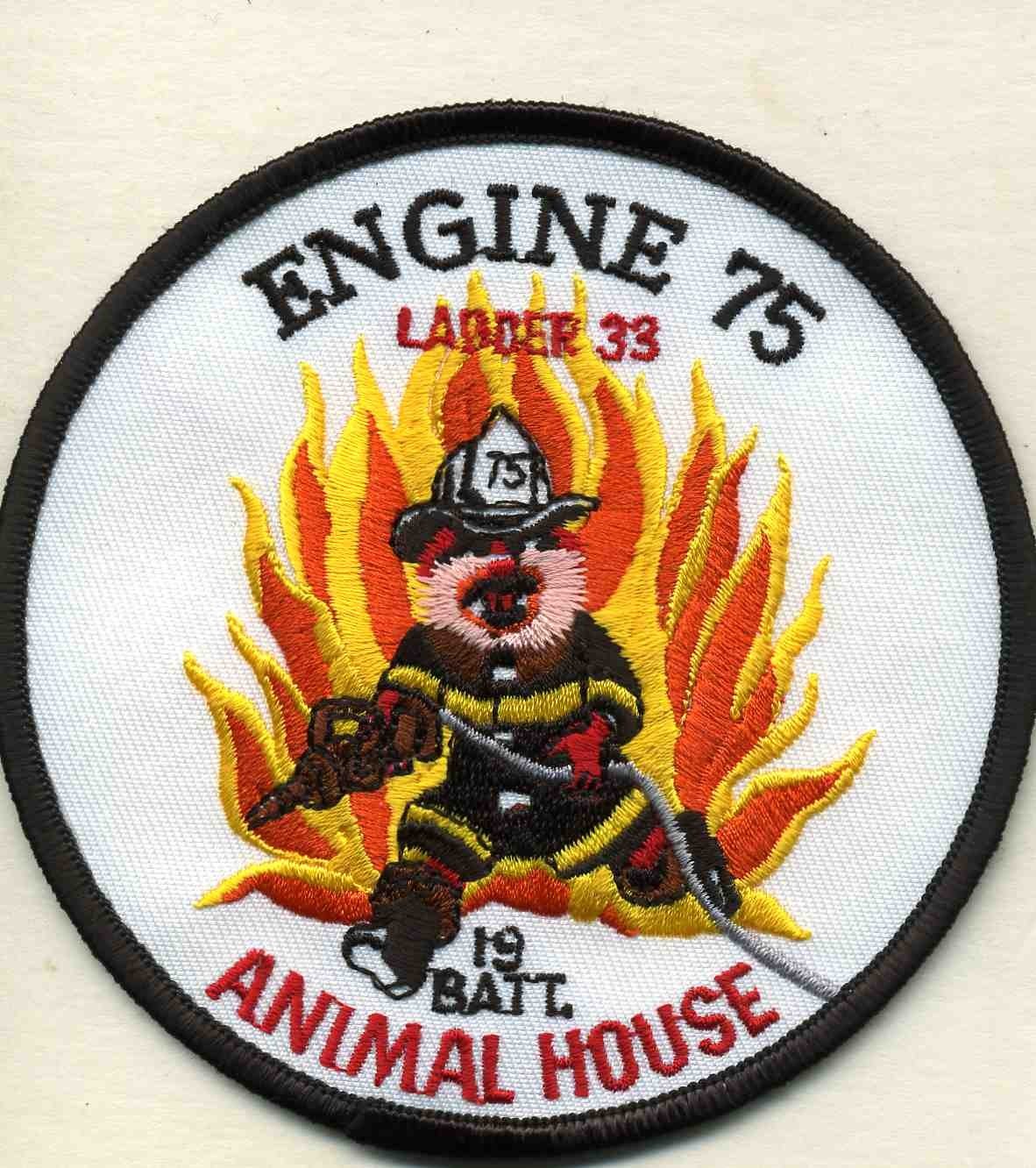 New York City - FDNY Engine-75 / Lad-33 "Animal House", NY (4" round) fire patch