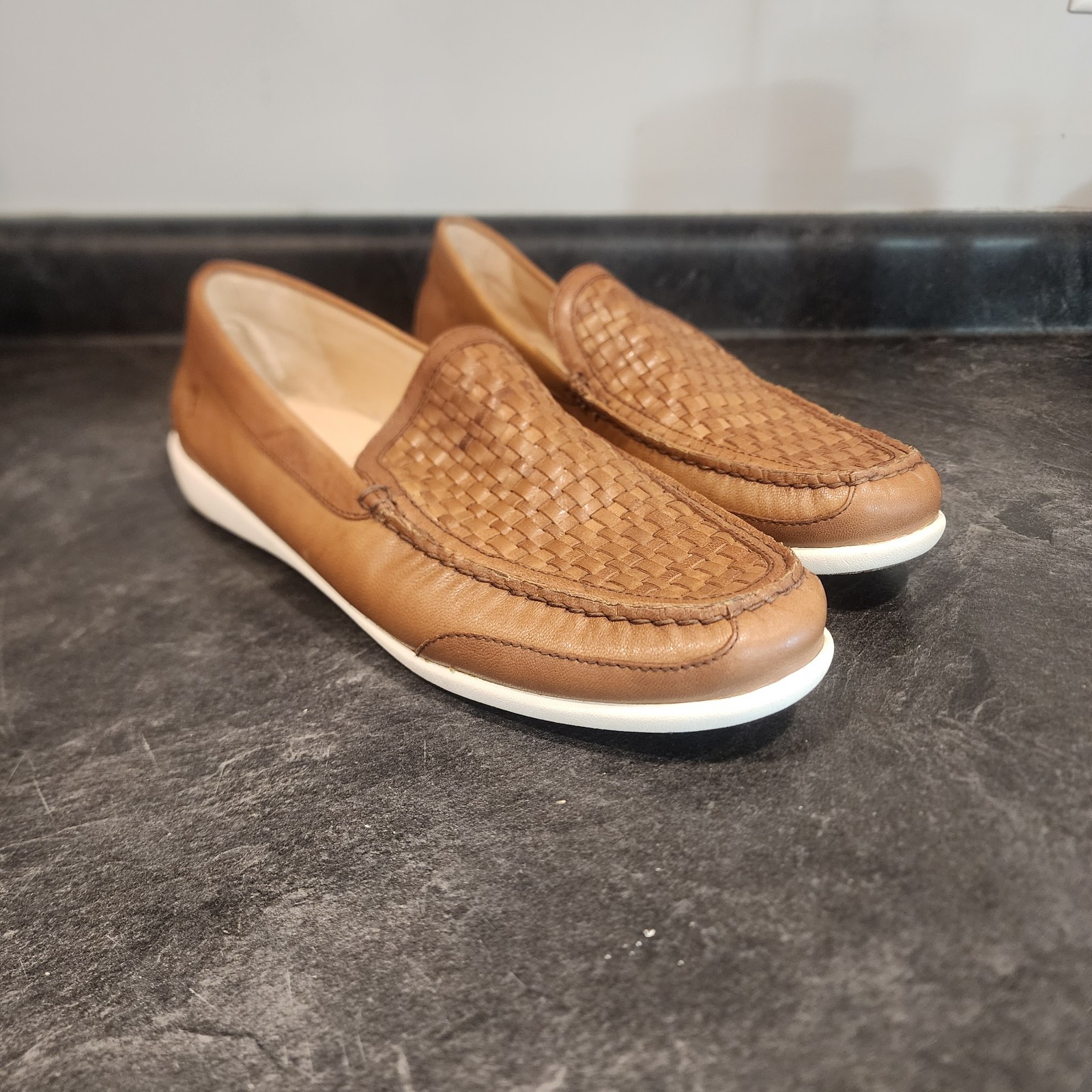 Tommy Bahama Taormina Men's Leather Woven Slip-On Loafers, Size 13, Brown