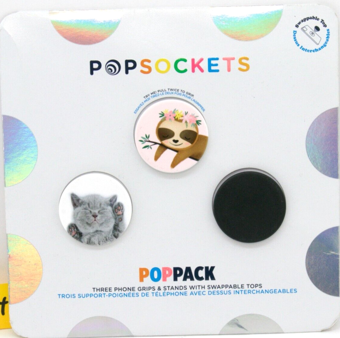 PopSockets Phone Grip for iPhones, PopGrip PopPack 3-Pack Cutesy Critters kitten