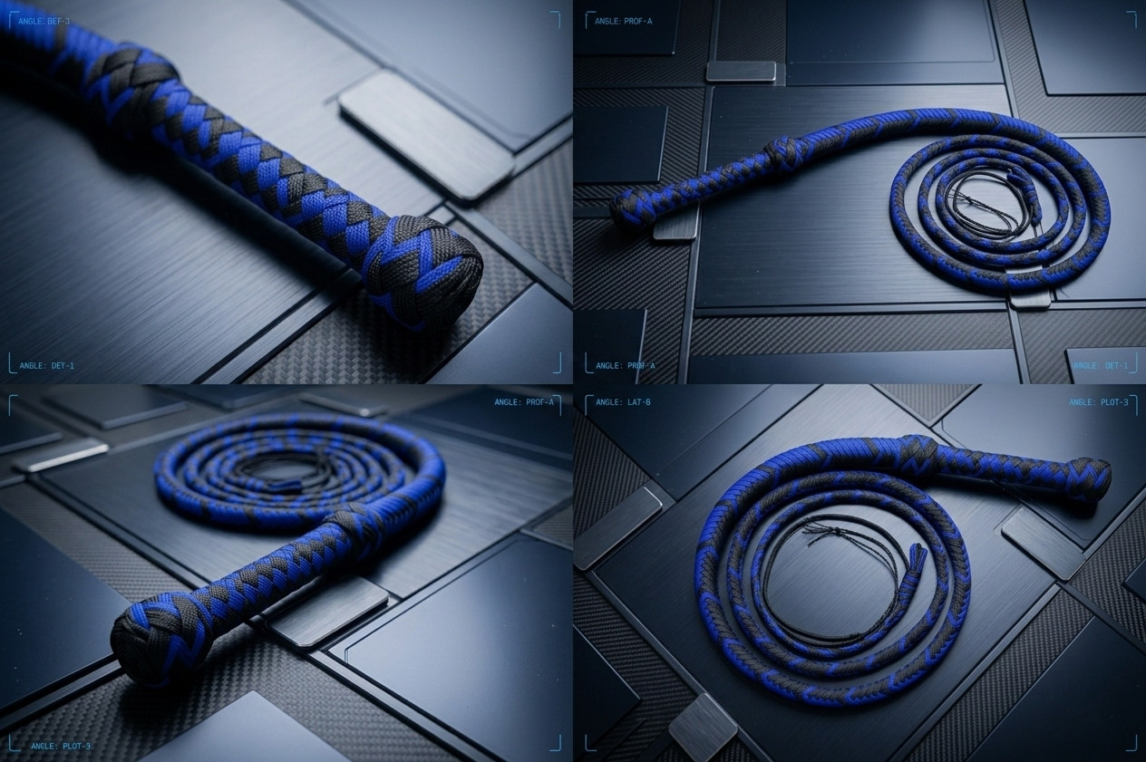Bullwhip Para-cord Nylon Indiana Jones style Whip 2.5 to 24 Feet Long 16 Strands