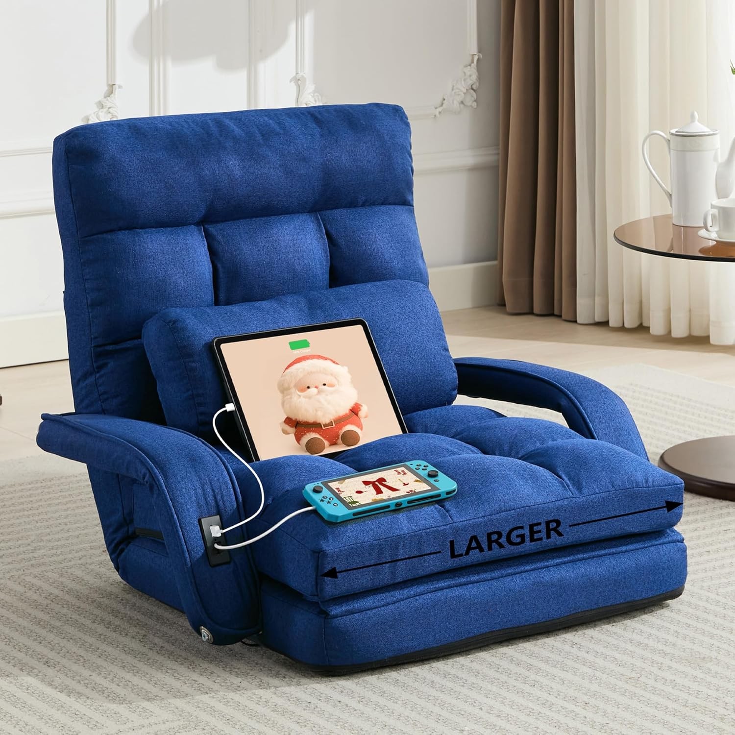 fy Bedroom Chair USB Charging Ports, 5-Posit Floor Couch