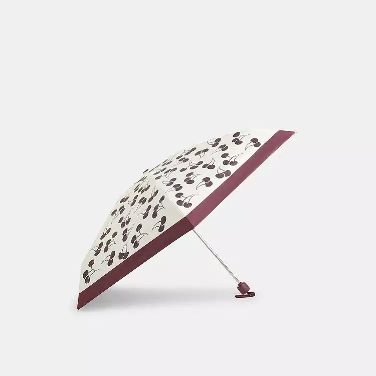 Coach Mini Umbrella White with Cherry Print NWT CDF36