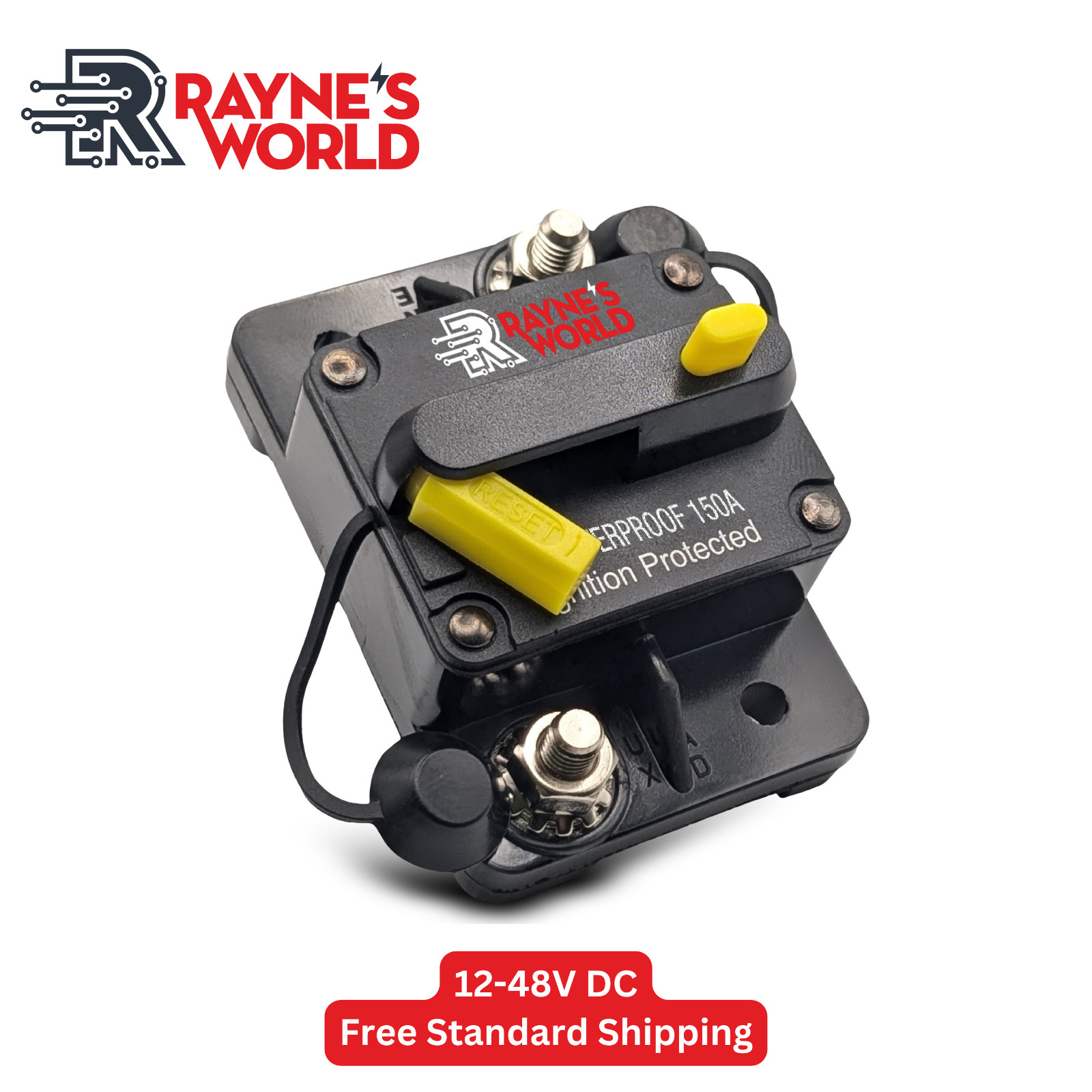 150 Amp Waterproof Yellow Circuit Breaker Auto/Marine/Solar 12-48V DC Man. Reset