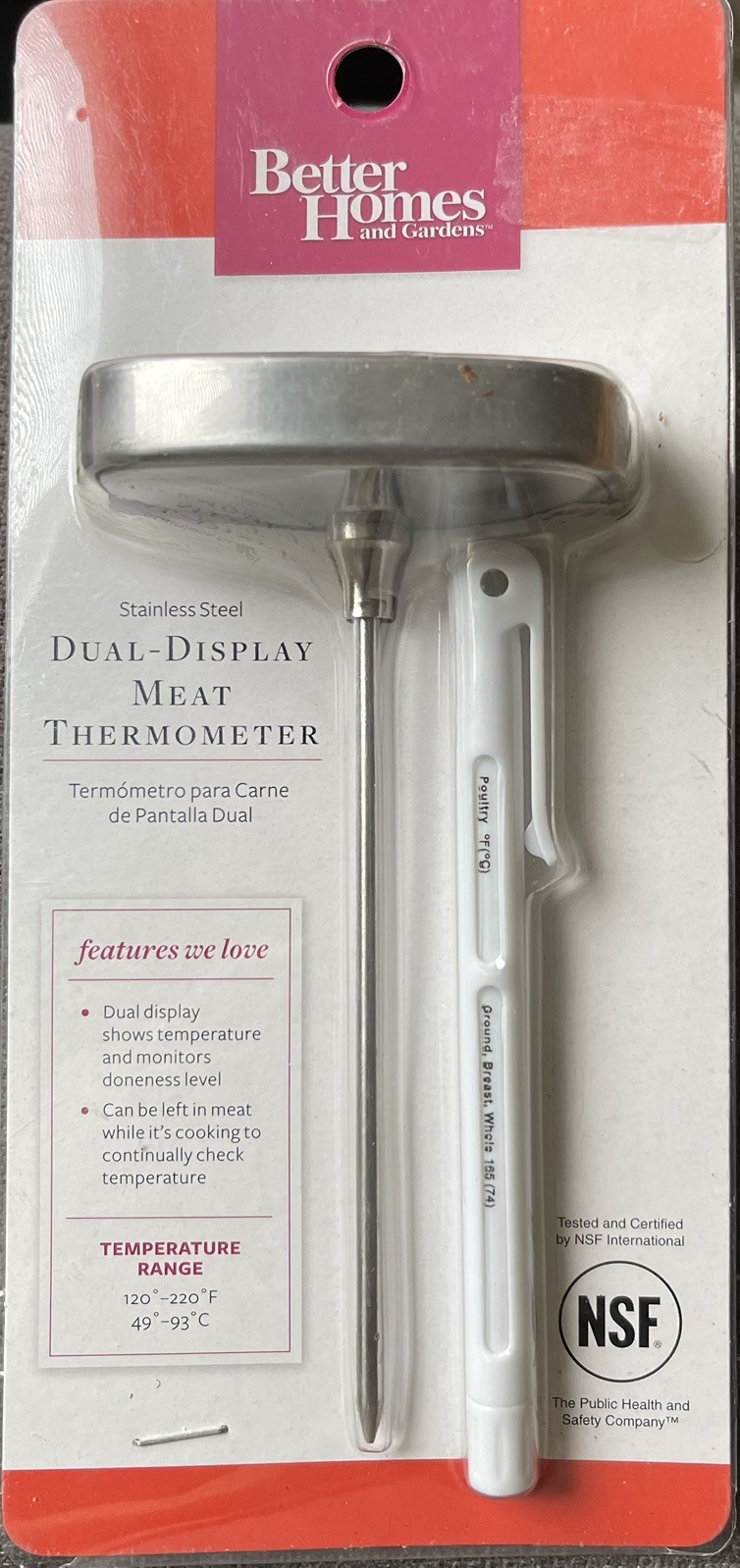 Better Homes & Gardens Stainless Steel Dual Display Meat Thermometer
