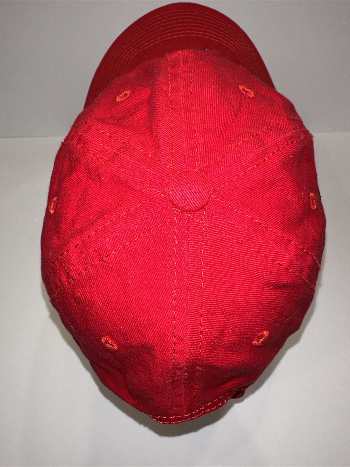 Red Hat with Script Blue C Hat Cap with Red Gold Striped on Side Strap Buckle