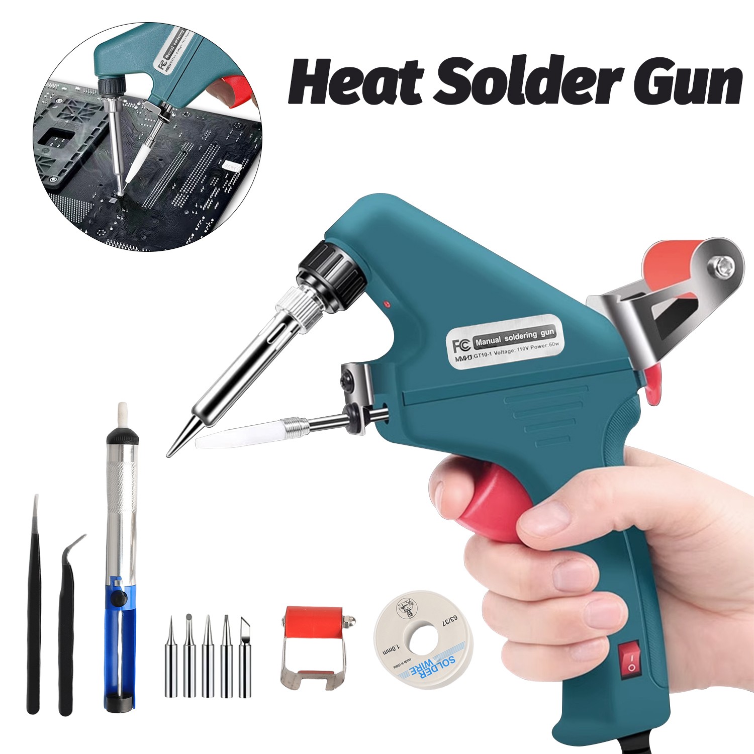 60W Solder Gun Kit Auto Soldering Feed Hand-Held Welding Iron Power Tool Kit