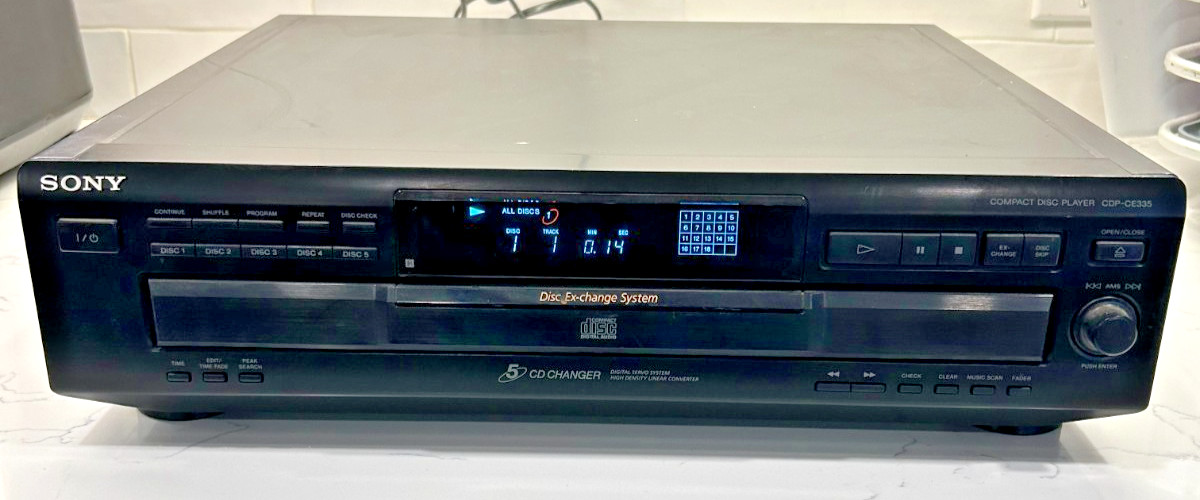 Sony CDP-CE335 5-Disc CD Carousel Changer Player NO REMOTE - TESTED Working