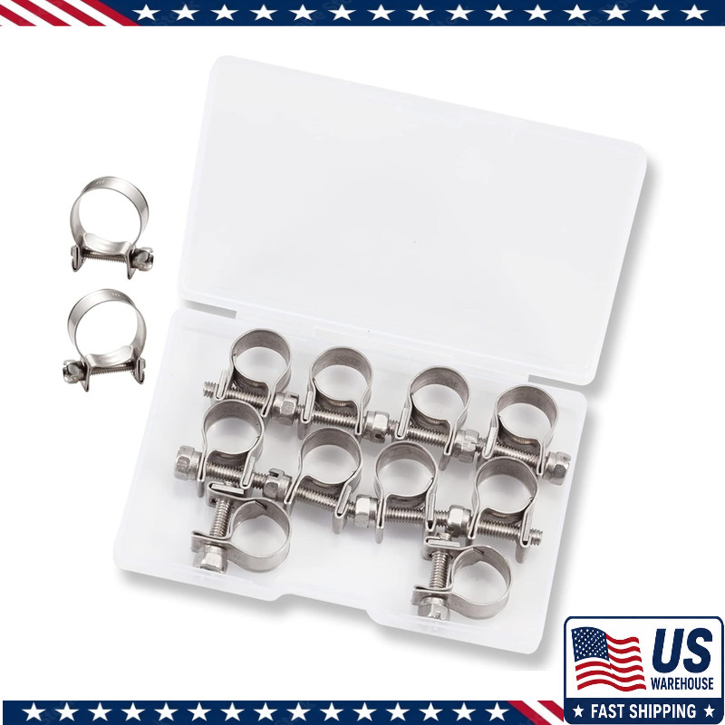 10pcs Stainless Steel Mini Fuel Line Pipe Hose Clamp Clip 10-12mm (3/8-1/2)