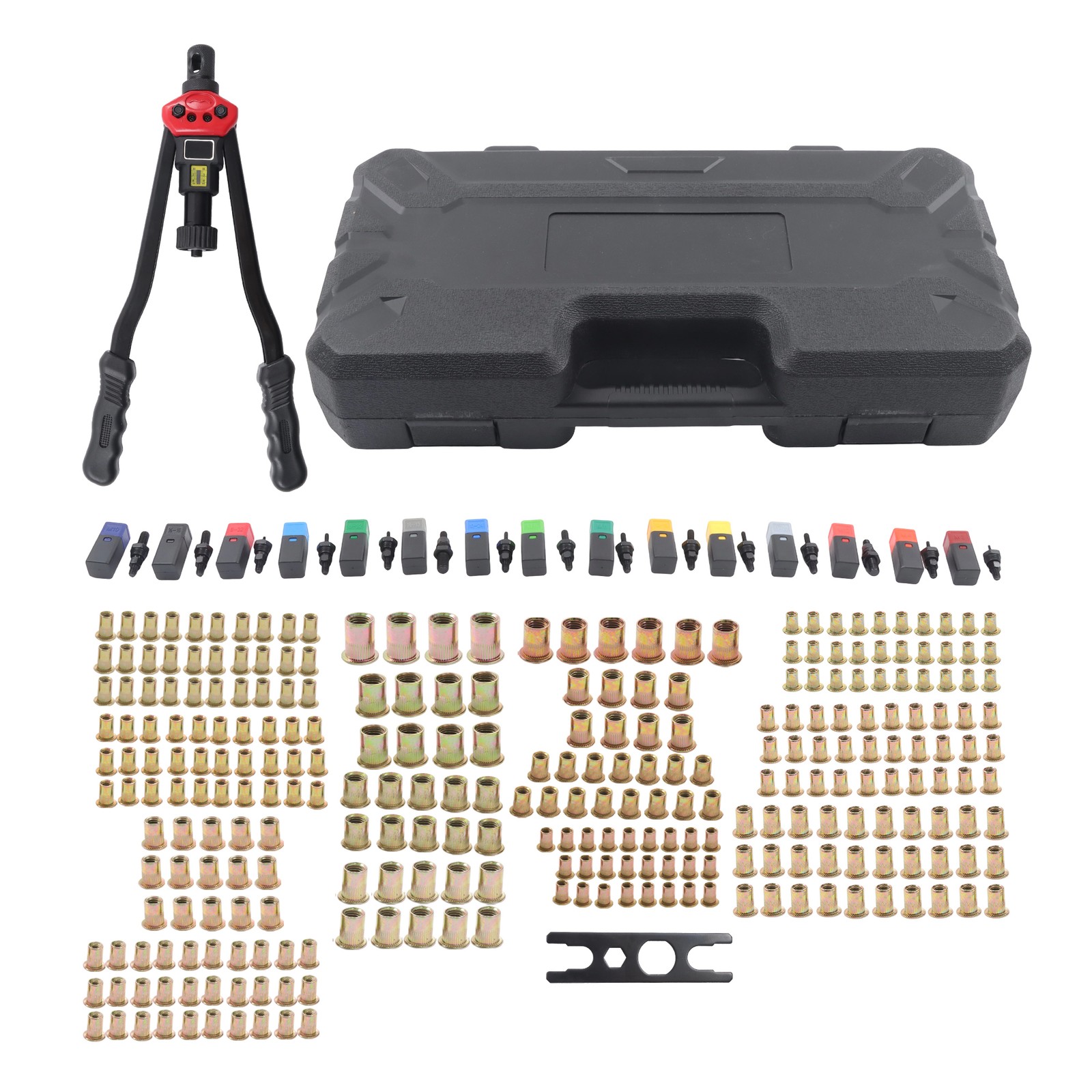 15 Metric Imperial Mandrels 281Pcs Assortment 16" Rivet Nut Tool Set With Case