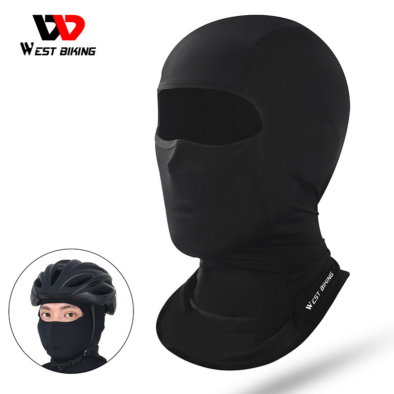 WEST BIKING Summer Cycling Headgear Ice Silk Cap Sports Full Face Mask Black