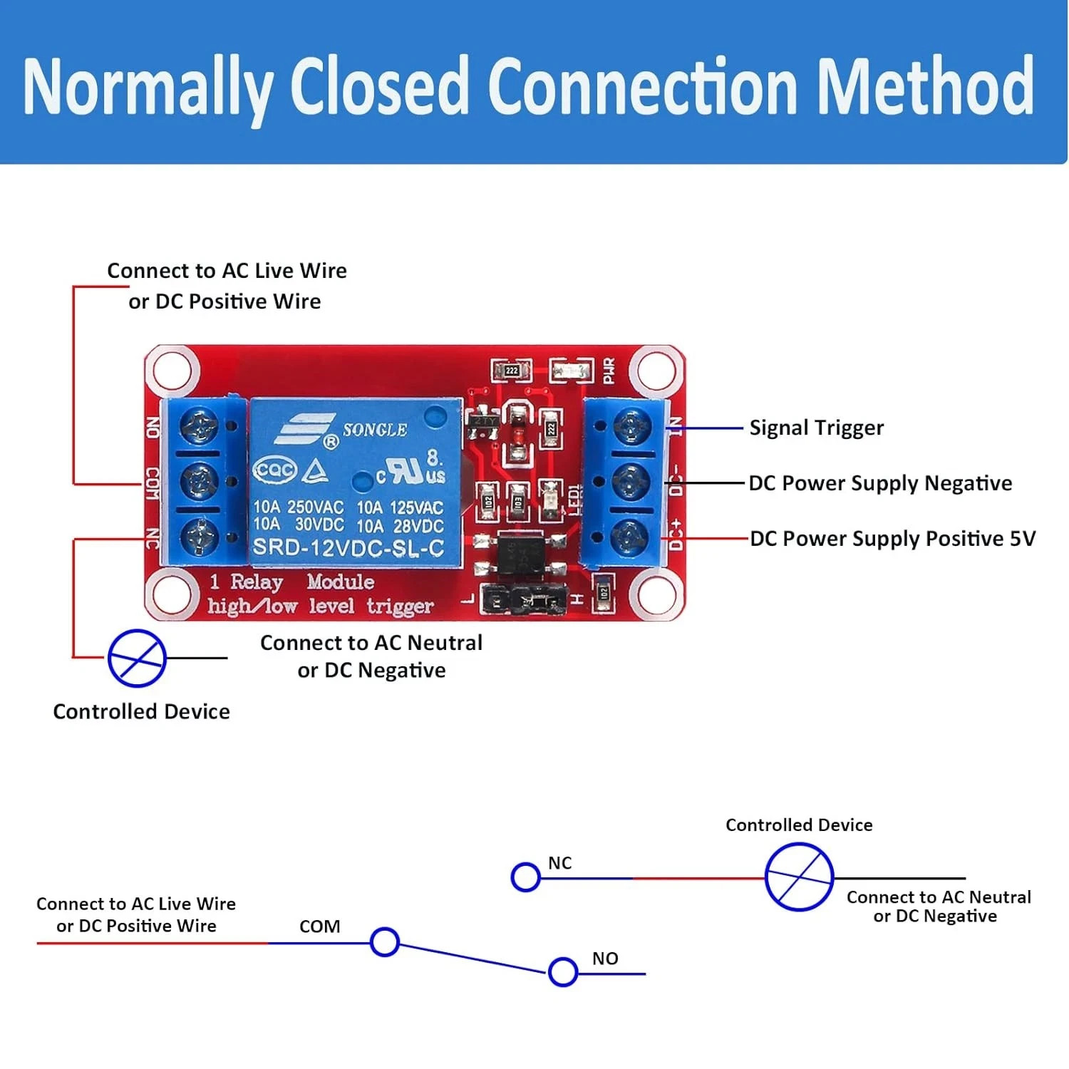 4pcs 5V DC 1-Channel Relay Module with Optocoupler High/Low Level Trigger