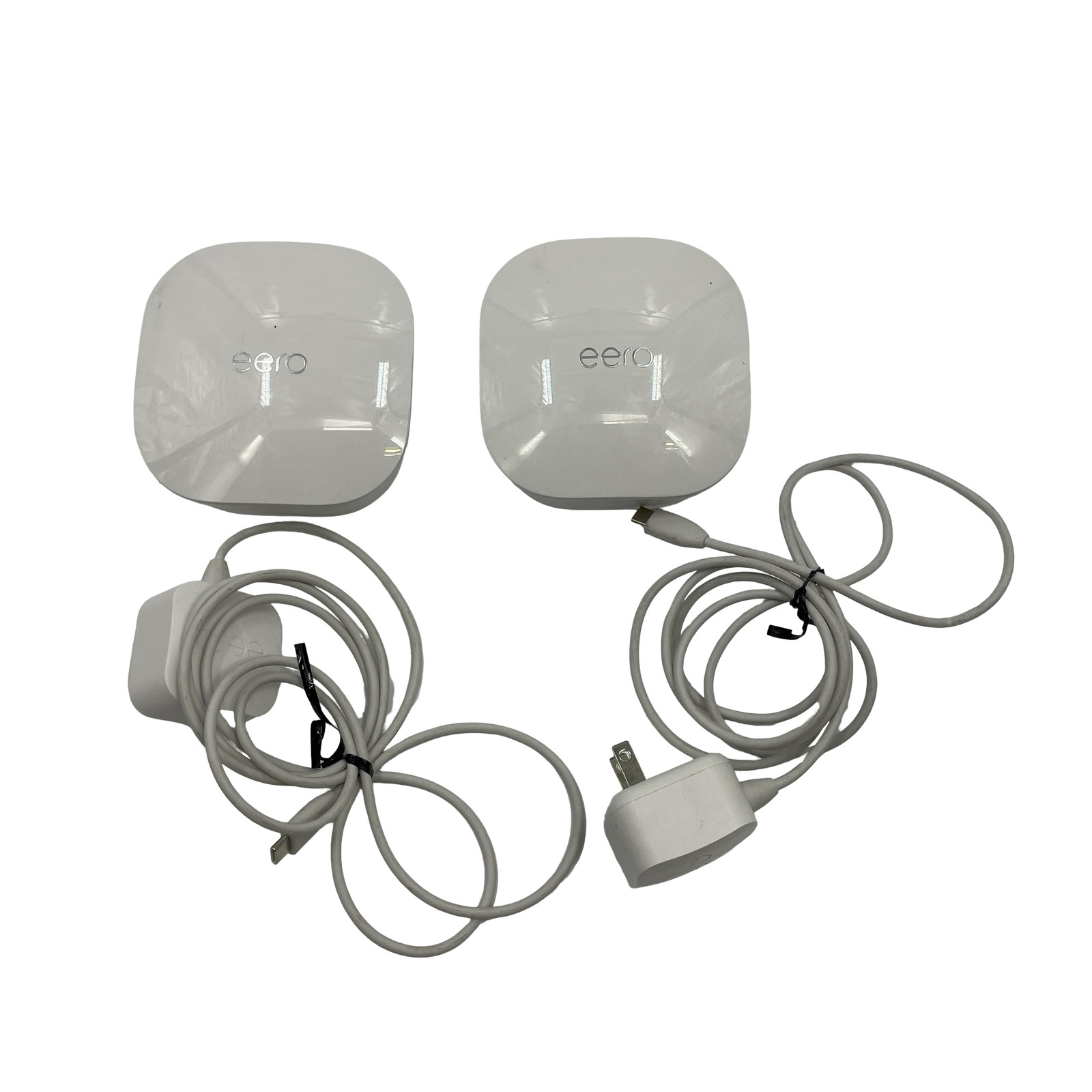 LOT OF 2 Eero Mesh J010001 AC Dual-Band Wi-Fi 5 Router - White #L5433 (AD)