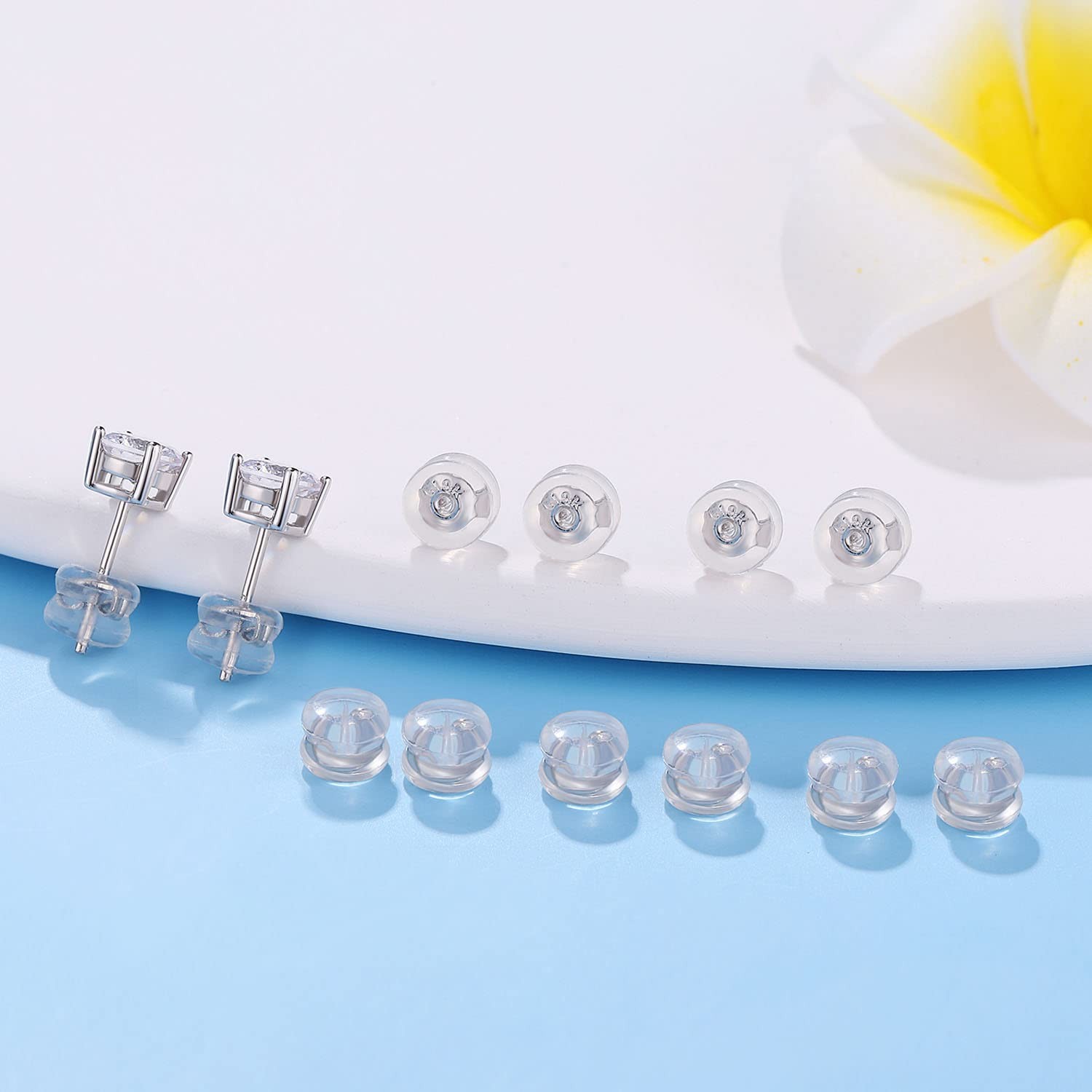 Earring Backs 18K Gold Locking Silicone Earring Backs Replacements for Studs/...