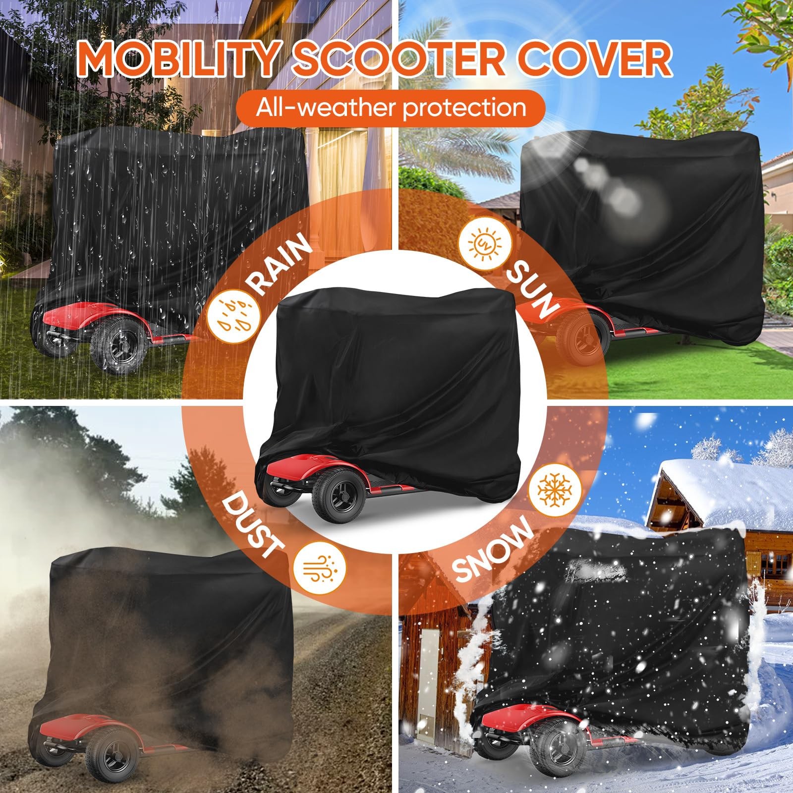 Mobility Scooter Cover Waterproof - Heavy Duty 210D Electric Scooter Storage ...