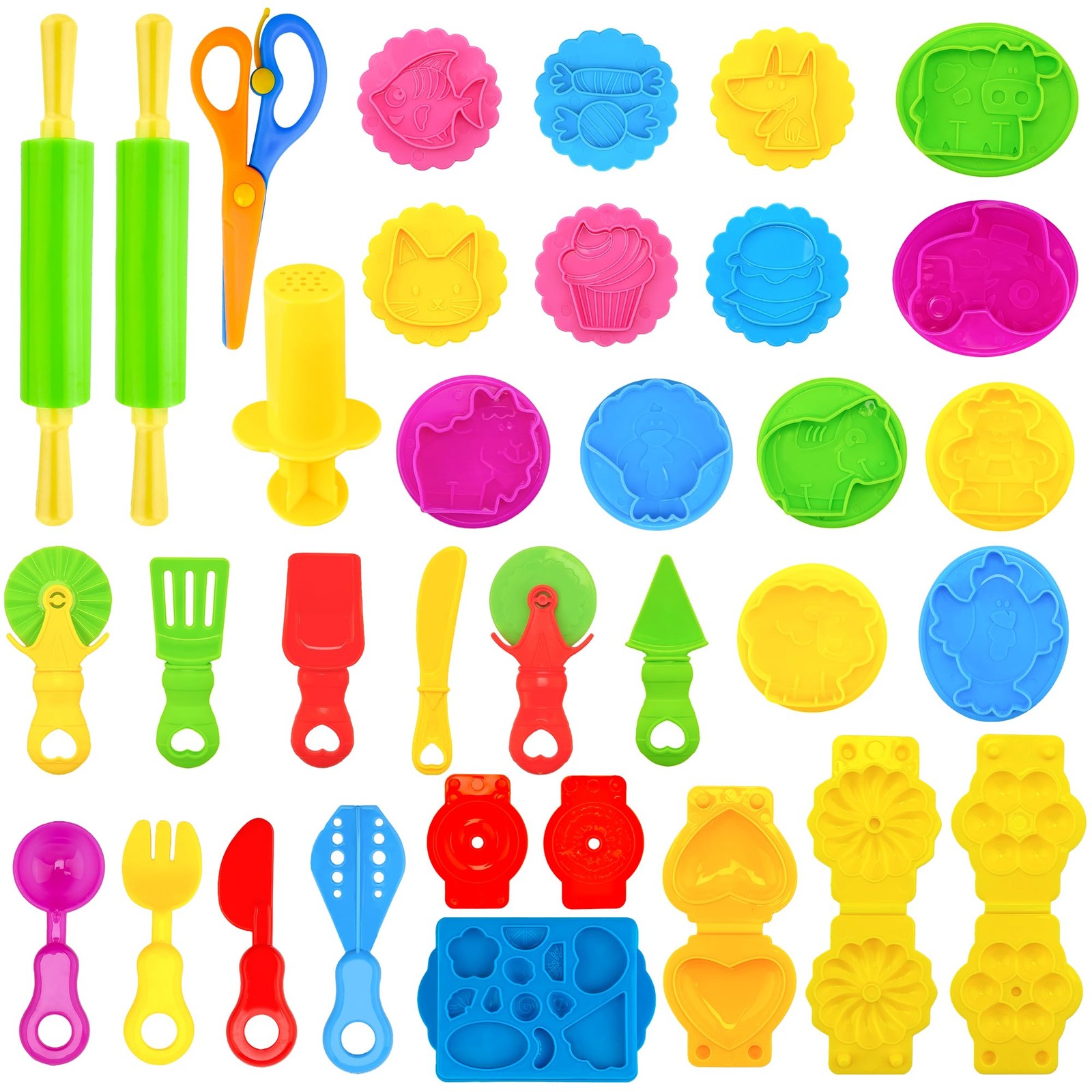 iShyan Dough Tools Play for Kids,33 PCS Tool Set Includes Multicolour