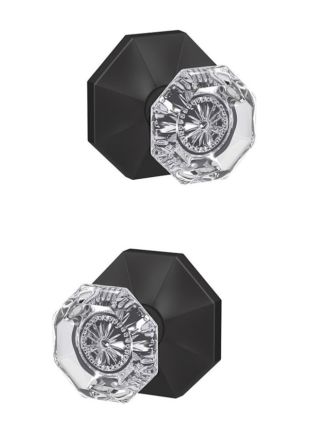 Schlage Alexandria Glass Knob Privacy Lock, Matte Black FC21 ALX 622 RWD