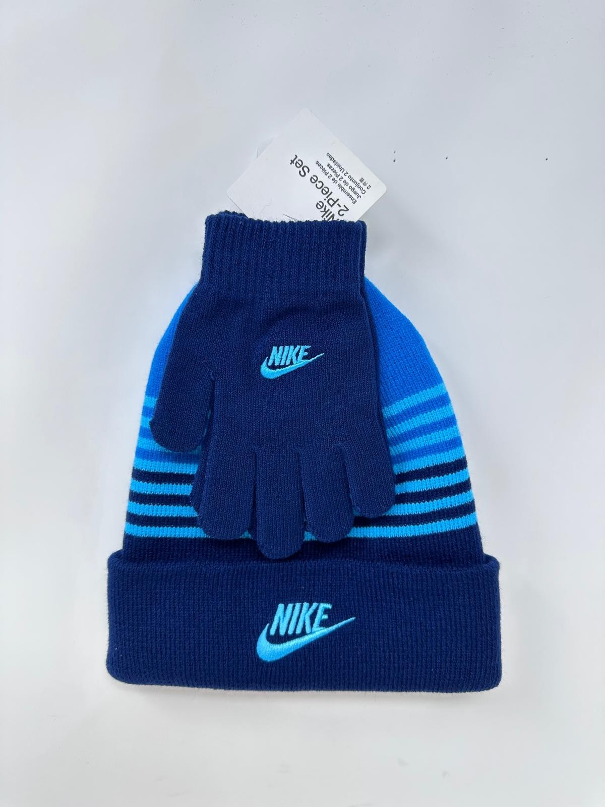 Nike Boy`s Futura Beanie & Glove Set (1811) - One Size/Blue Void, O2(A942T)
