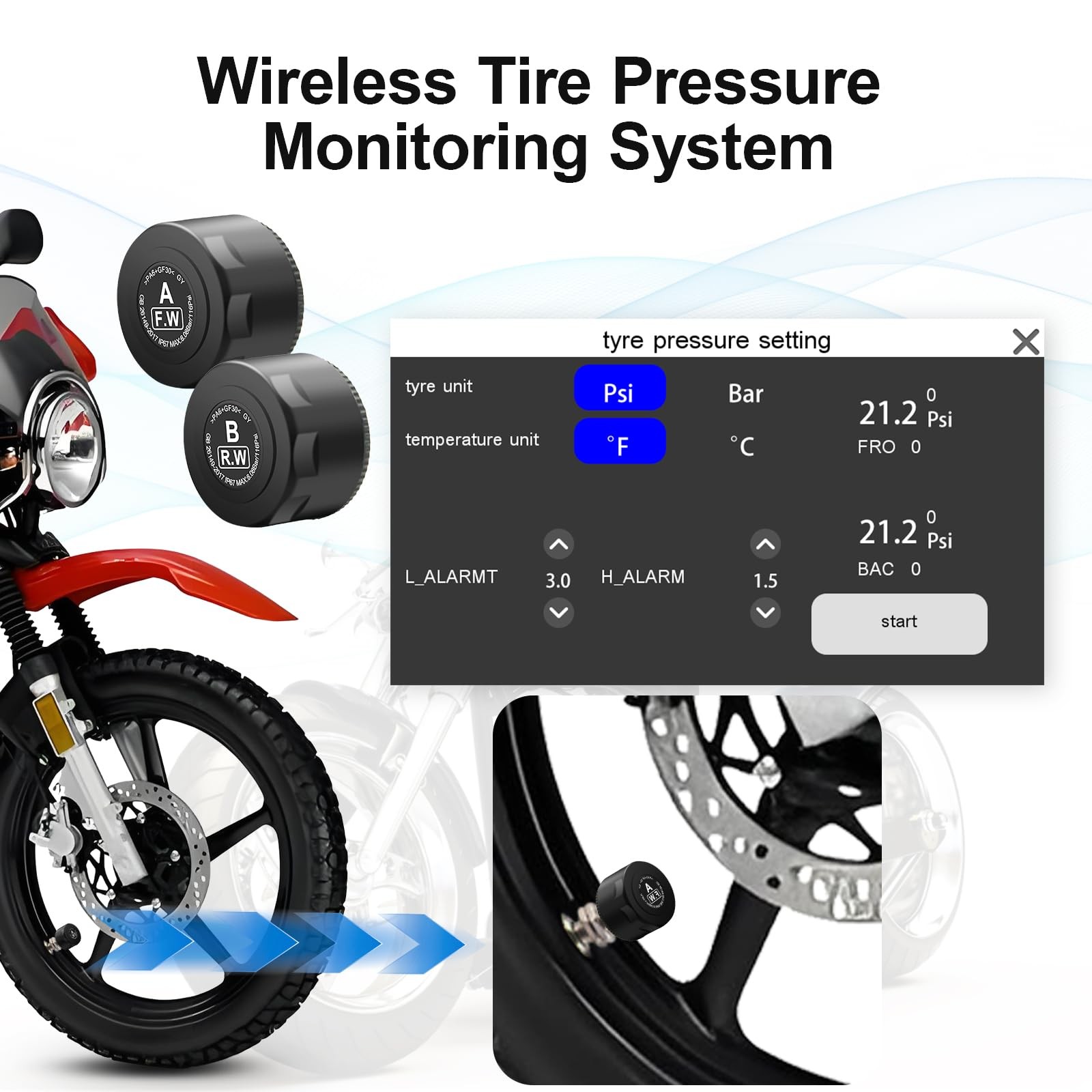 Motorcycle Carplay (Includes 128G SD Card) with Dual Cameras,TPMS, Wireless A...