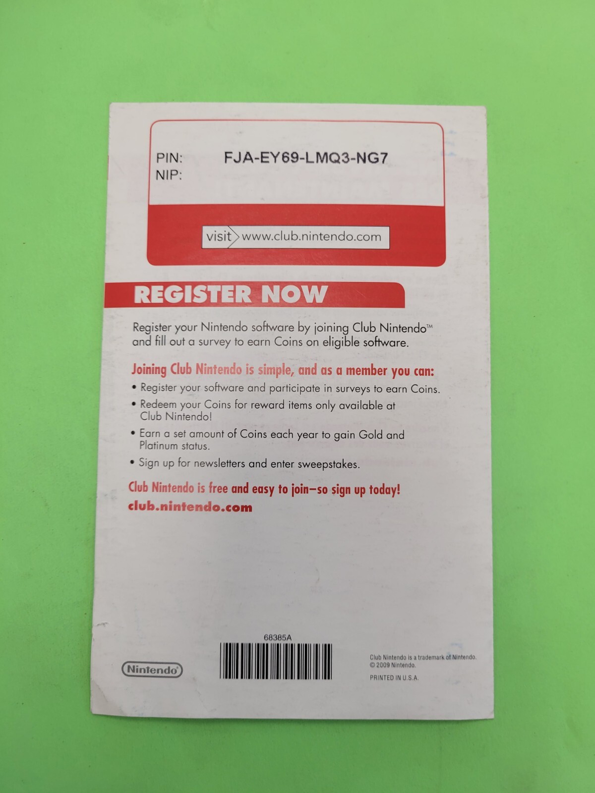 Nintendo Club Wii INSERT ONLY Authentic