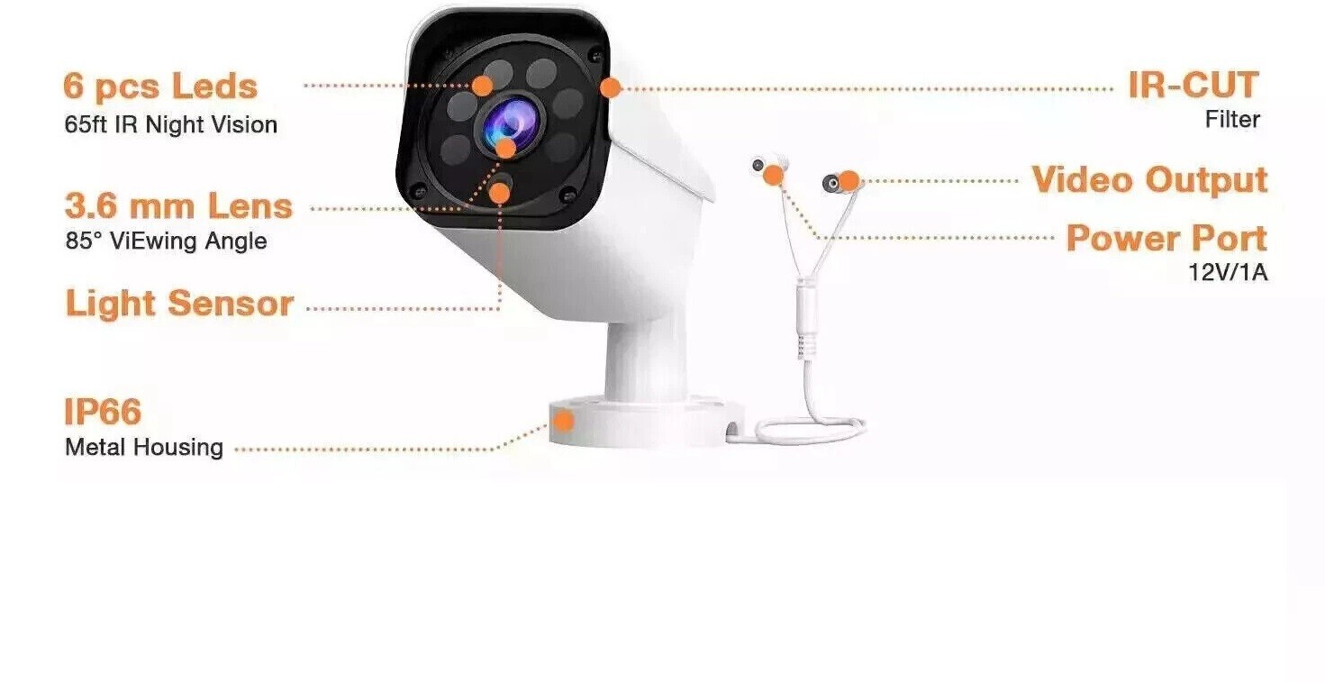 Toguard 1080p AHD Wired Ad-on Outdoor Security Camera with 60 Ft Cable