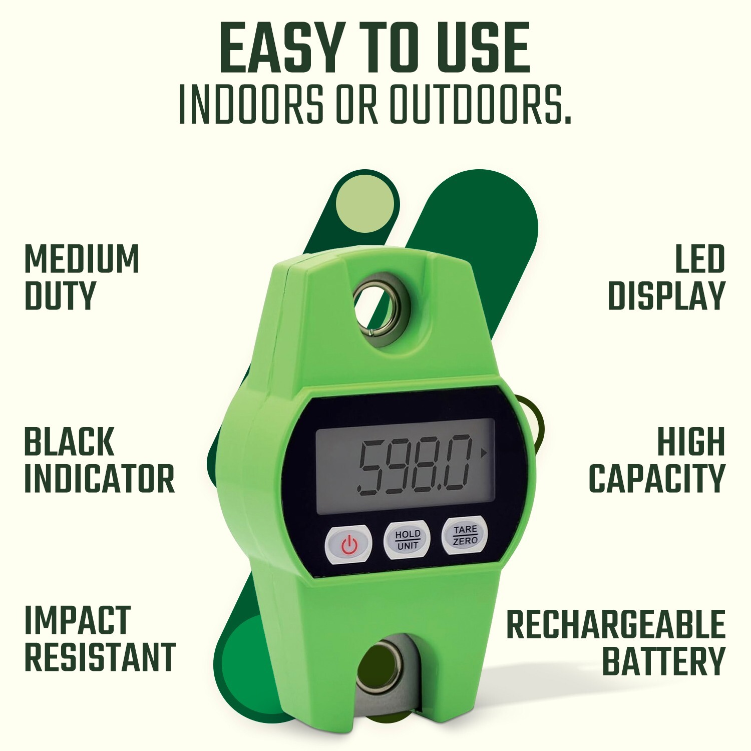 Portable Easy to Use 600 lb Digital Crane Scale LCD Display with Hooks